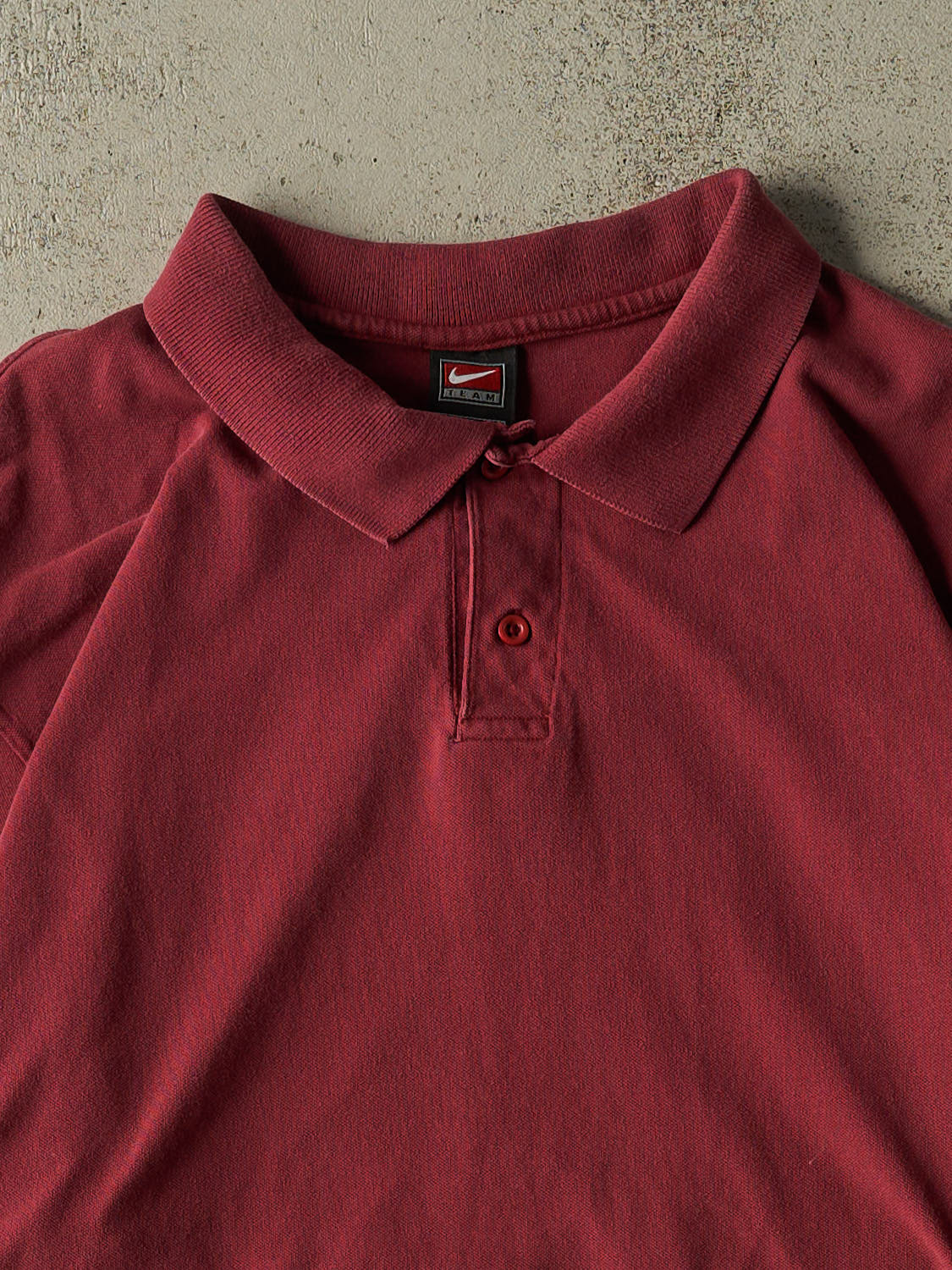 Vintage Y2K Burgundy Nike Quarter Button Tee (XL/XXL)