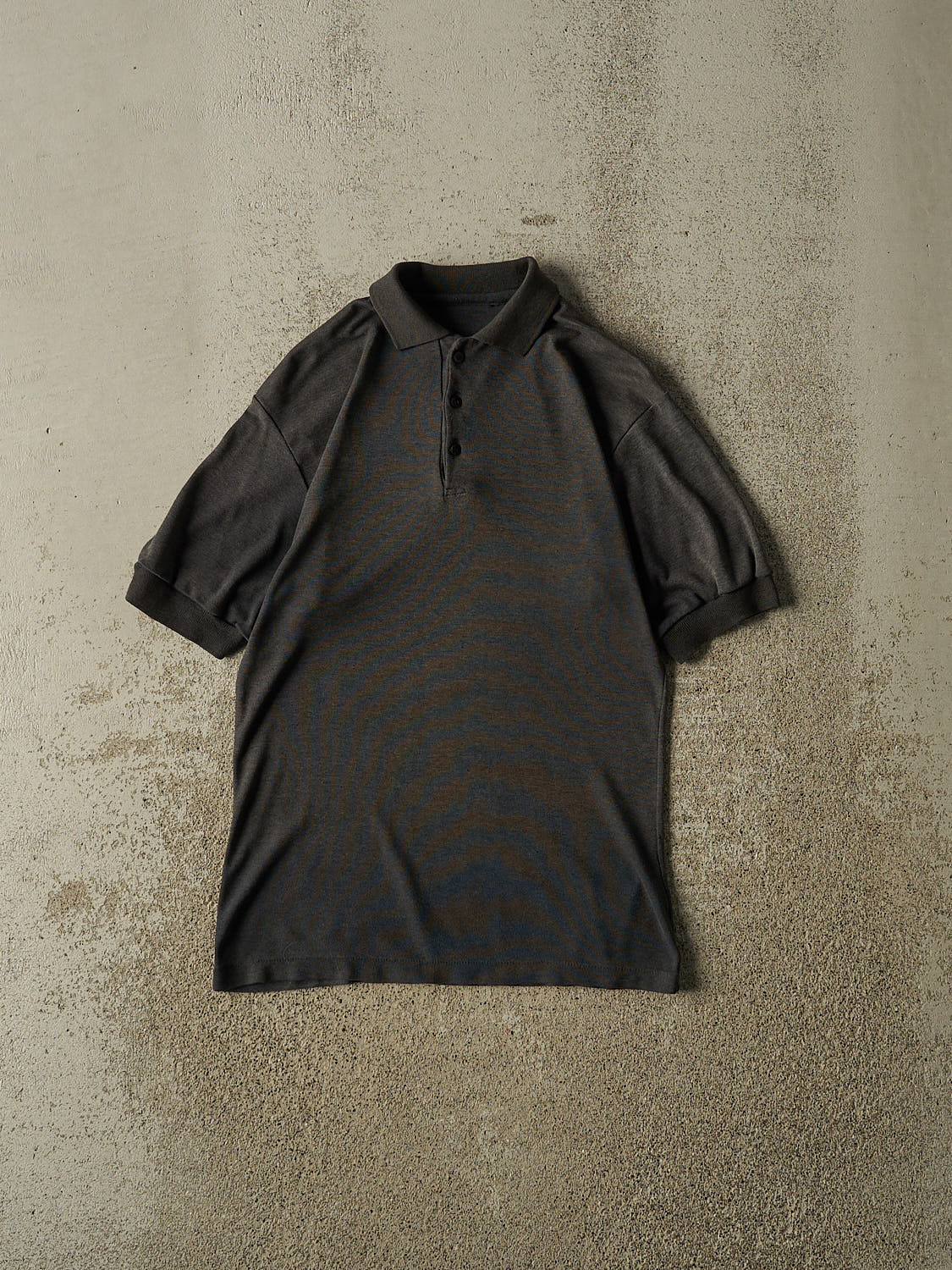 Vintage 80s Charcoal Grey Quarter Button Tee (XS)