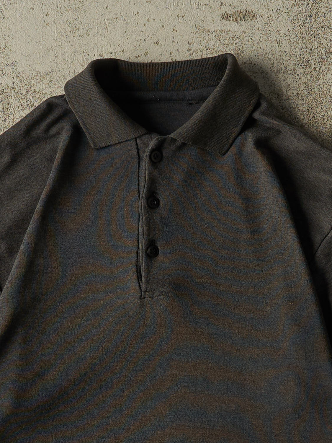 Vintage 80s Charcoal Grey Quarter Button Tee (XS)