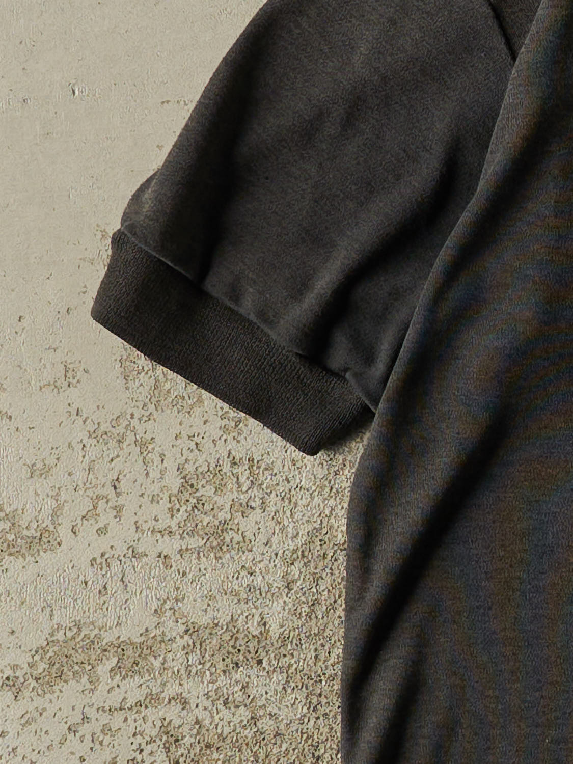Vintage 80s Charcoal Grey Quarter Button Tee (XS)
