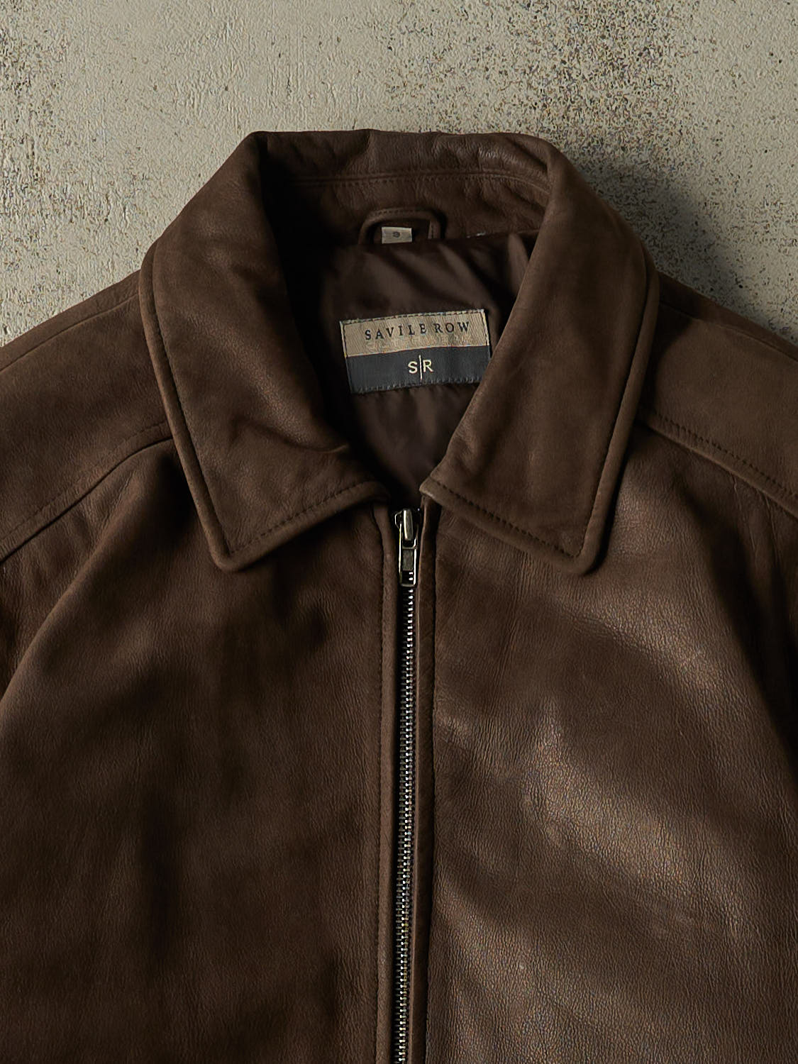 Vintage 90s Brown Savile Row Bomber Leather Jacket (M)
