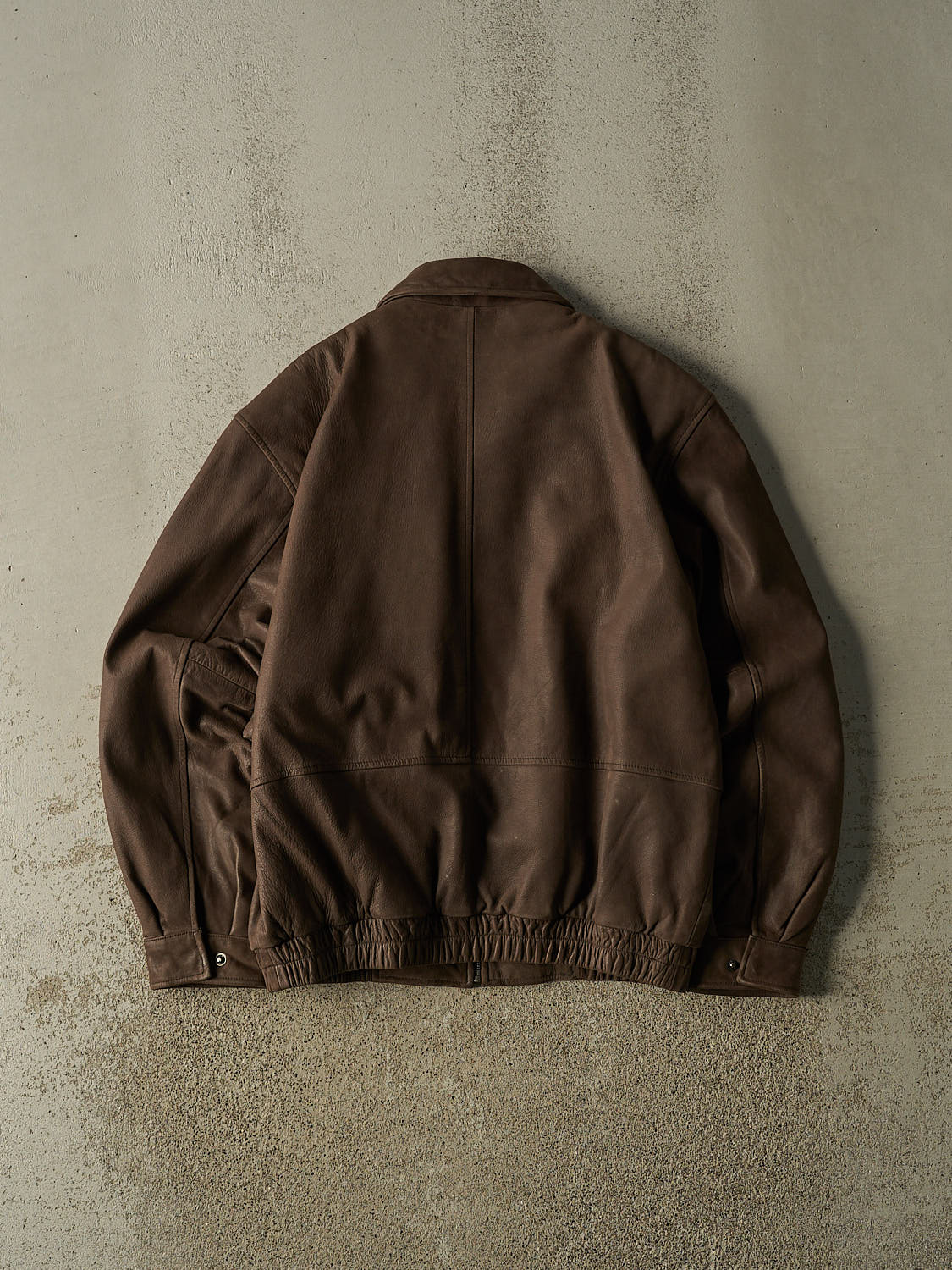 Vintage 90s Brown Savile Row Bomber Leather Jacket (M)