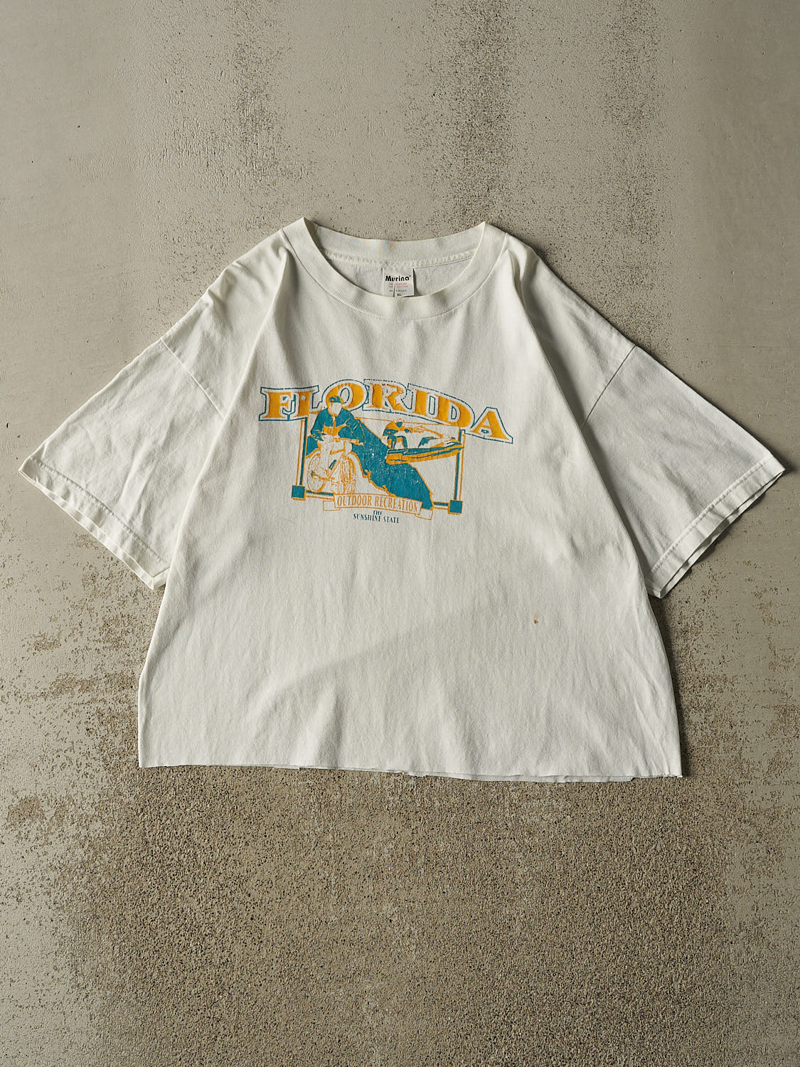 Vintage 90s White Florida Cropped Tee (M)