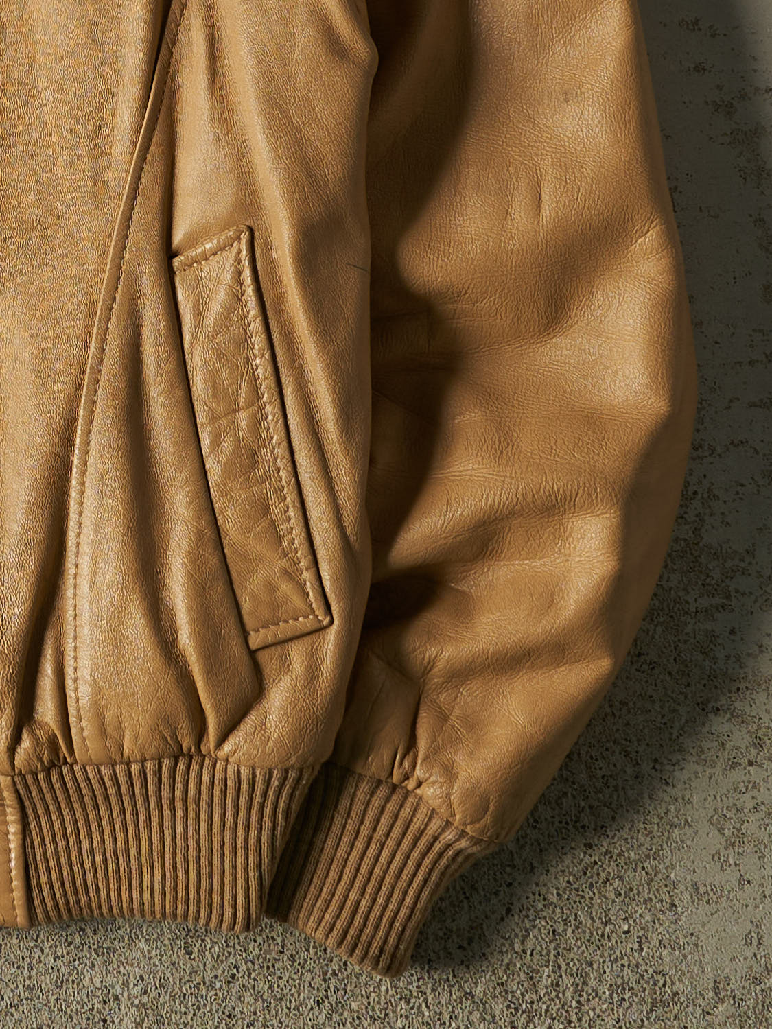 Vintage 70s Beige iD Leather Jacket (M)