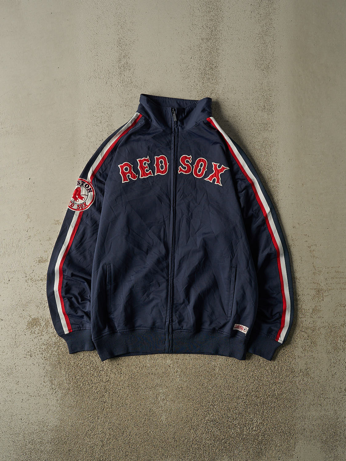Vintage Y2K Navy Blue Boston Red Sox Track Sweater (L)