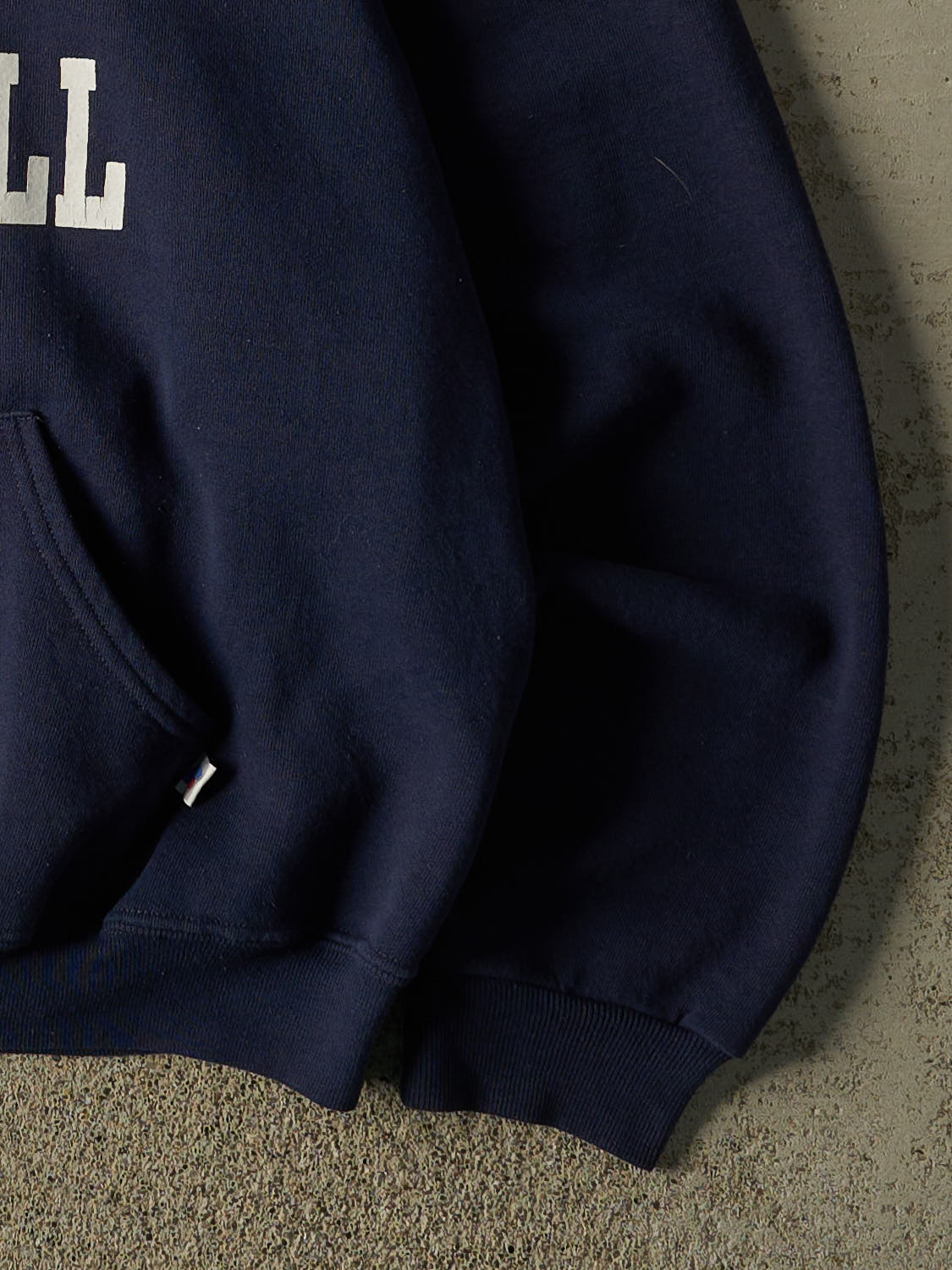 Vintage Y2K Navy Blue Russell Athletic Western Basketball Hoodie (L/XL)