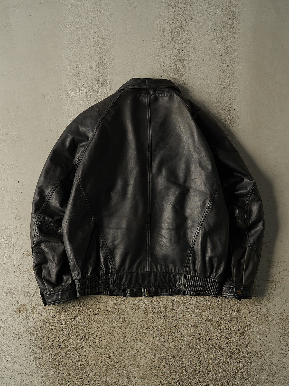 Vintage 80s Black Leather Bomber Jacket (M/L)