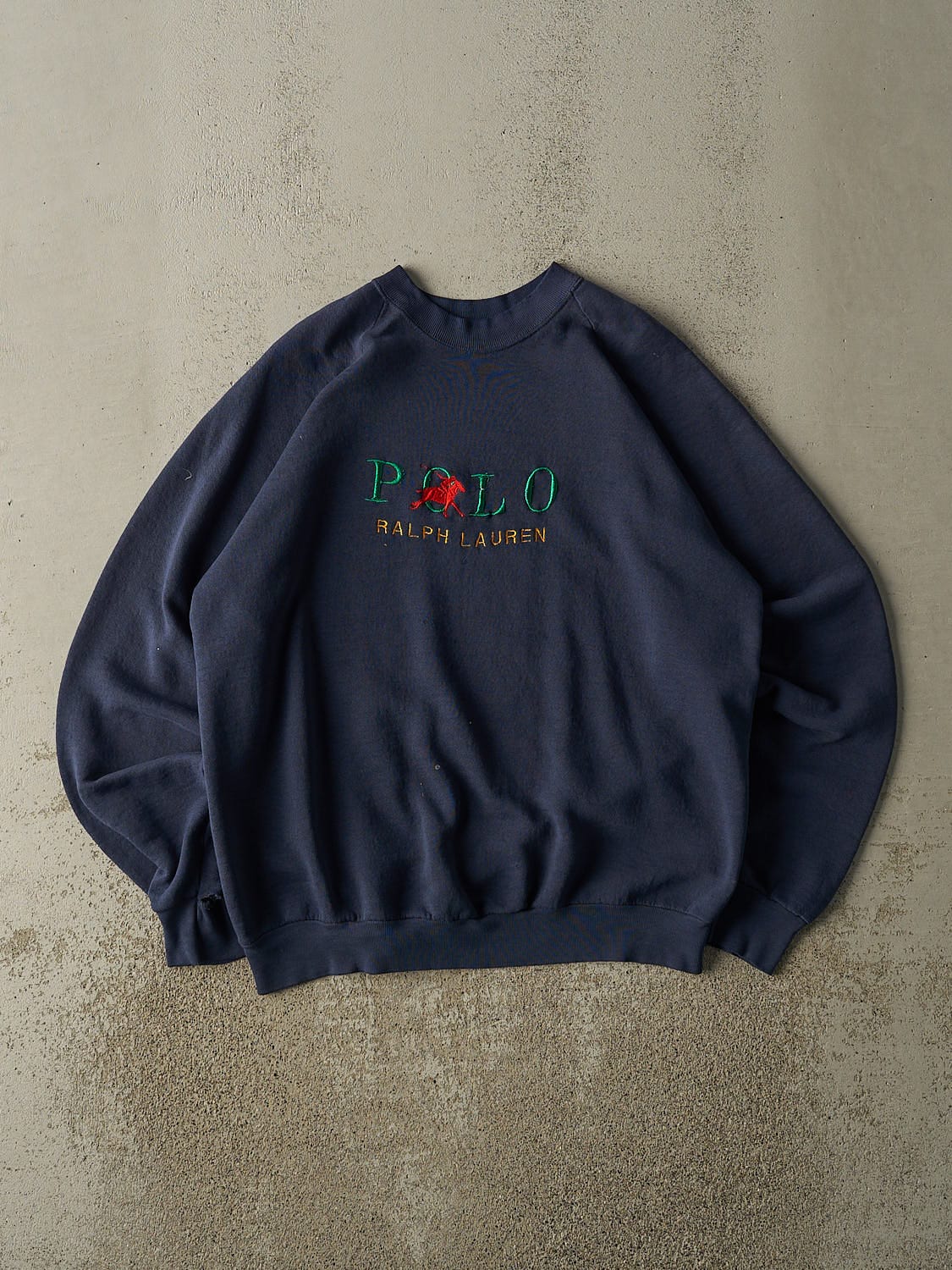 Vintage 80s Navy Blue Bootleg Polo Ralph Lauren Embroidered Crewneck (L/XL)
