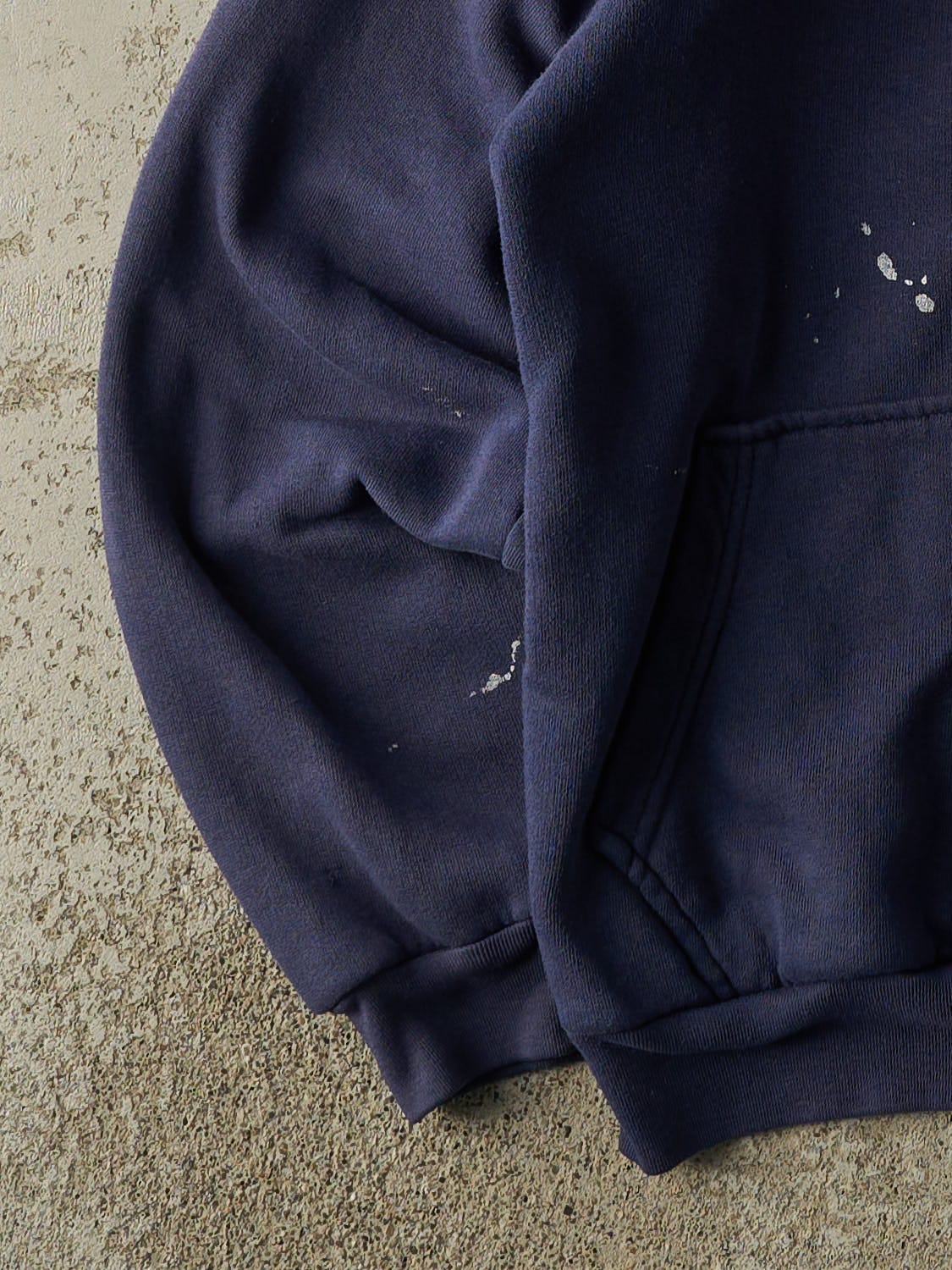 Vintage 80s Navy Blue Blank Thermal Lined Zip Up Hoodie (M/L)