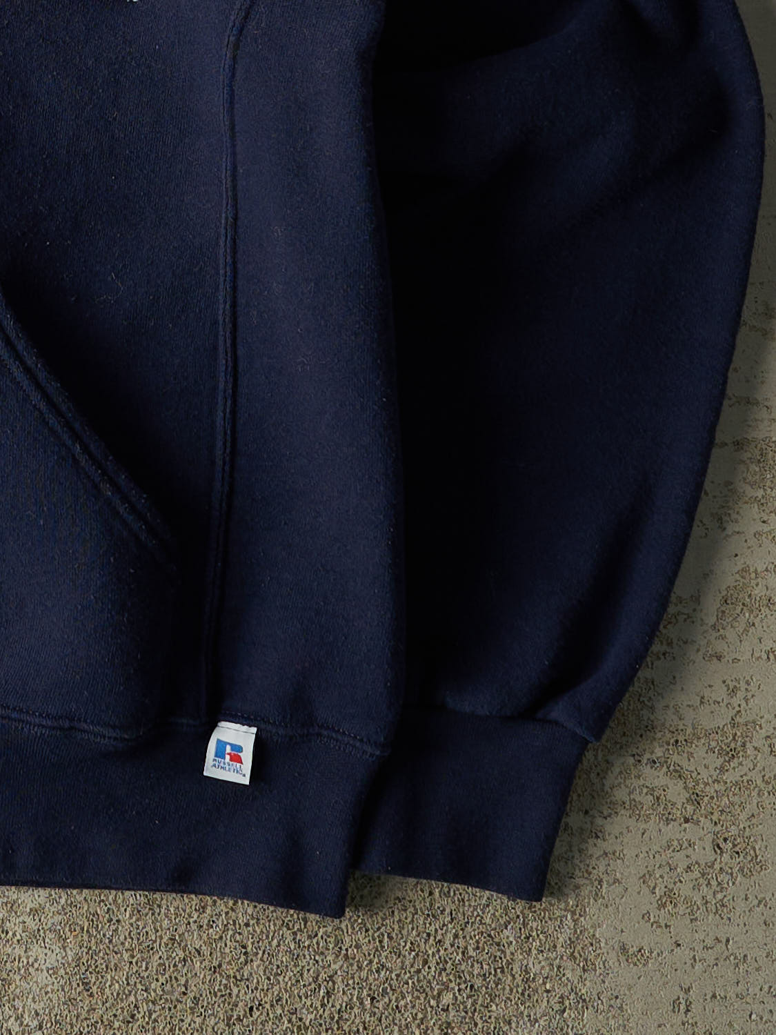 Vintage Y2K Navy Blue Russell Athletic Brock University Embroidered Hoodie (S/M)