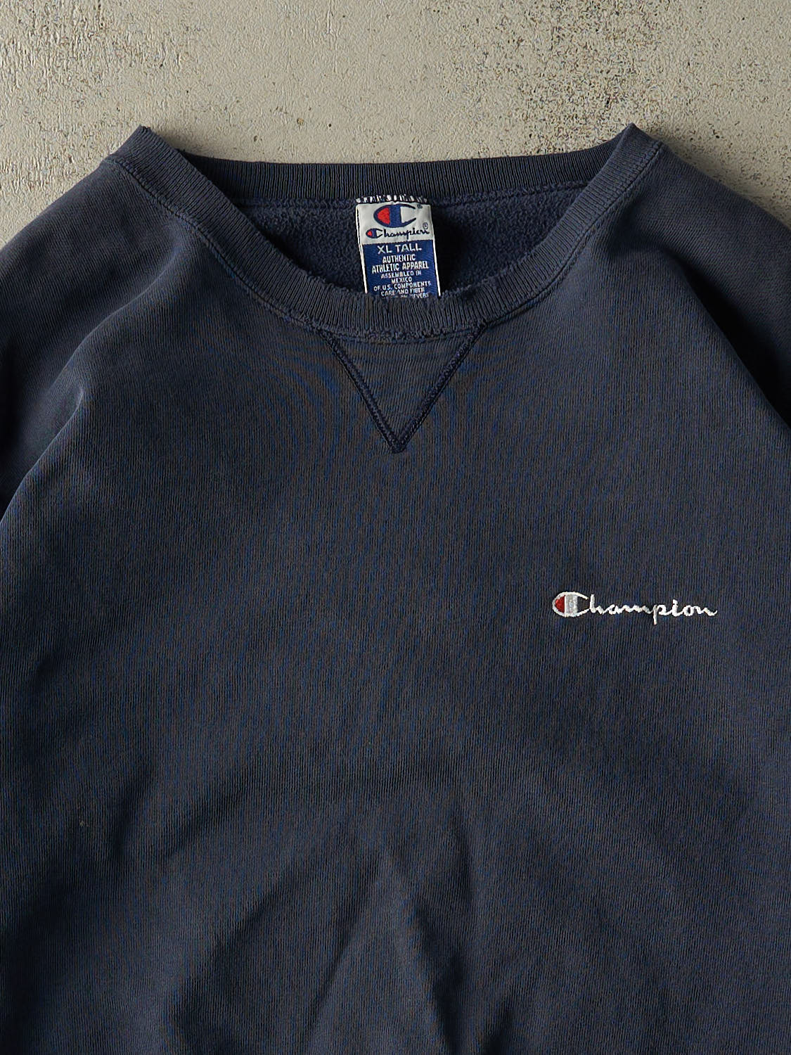 Vintage 90s Navy Blue Champion Embroidered Crewneck (XL/XXL)