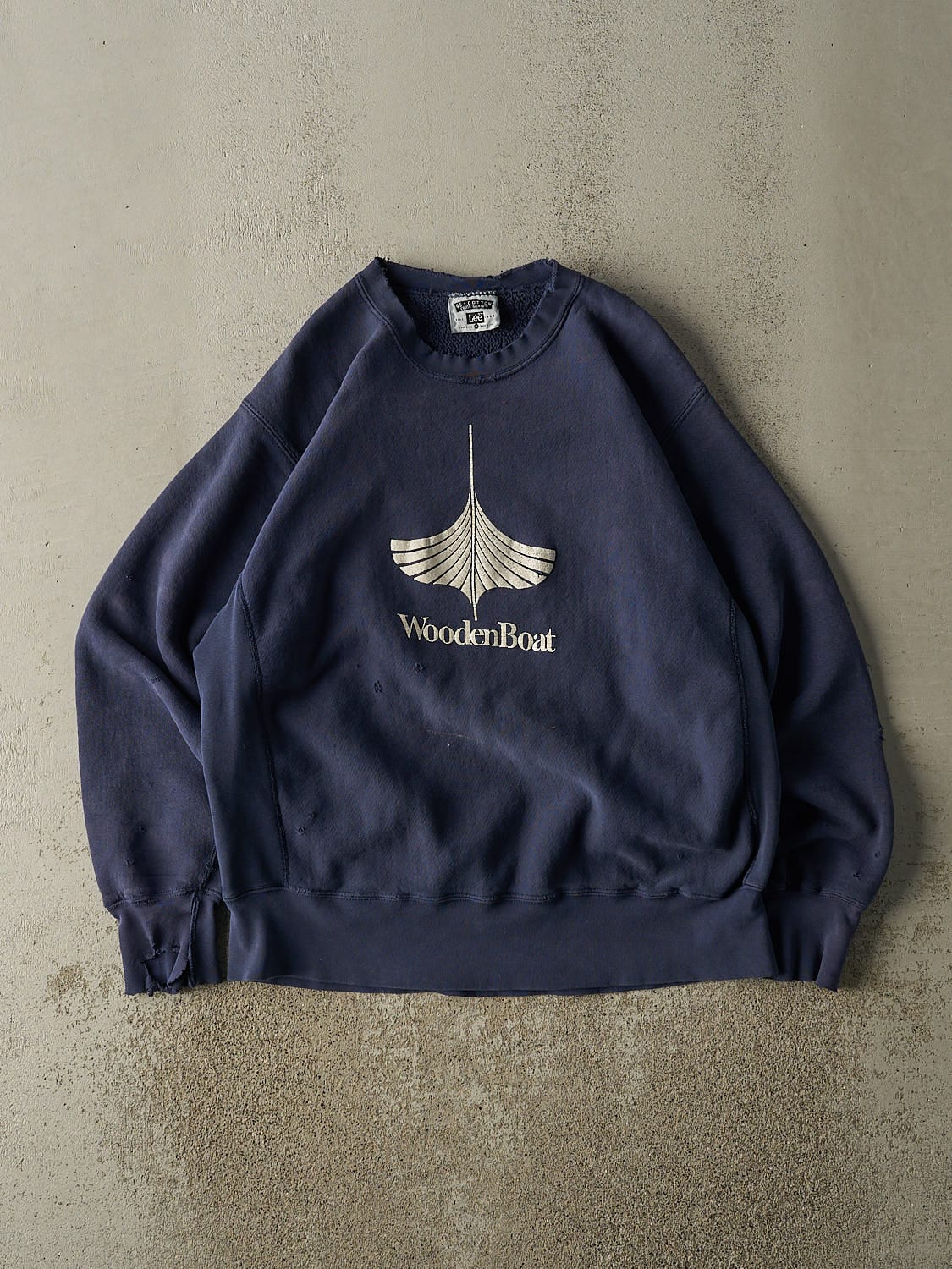 Vintage 90s Navy Blue WoodenBoat Embroidered Crewneck (XL)