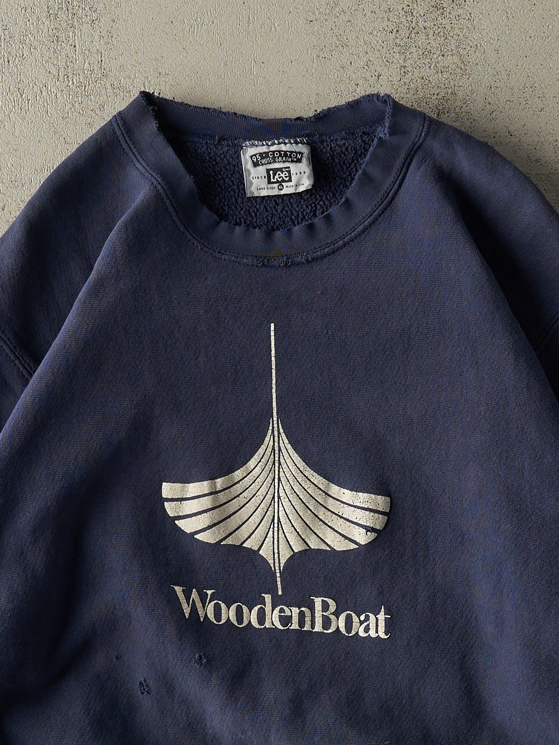 Vintage 90s Navy Blue WoodenBoat Embroidered Crewneck (XL)
