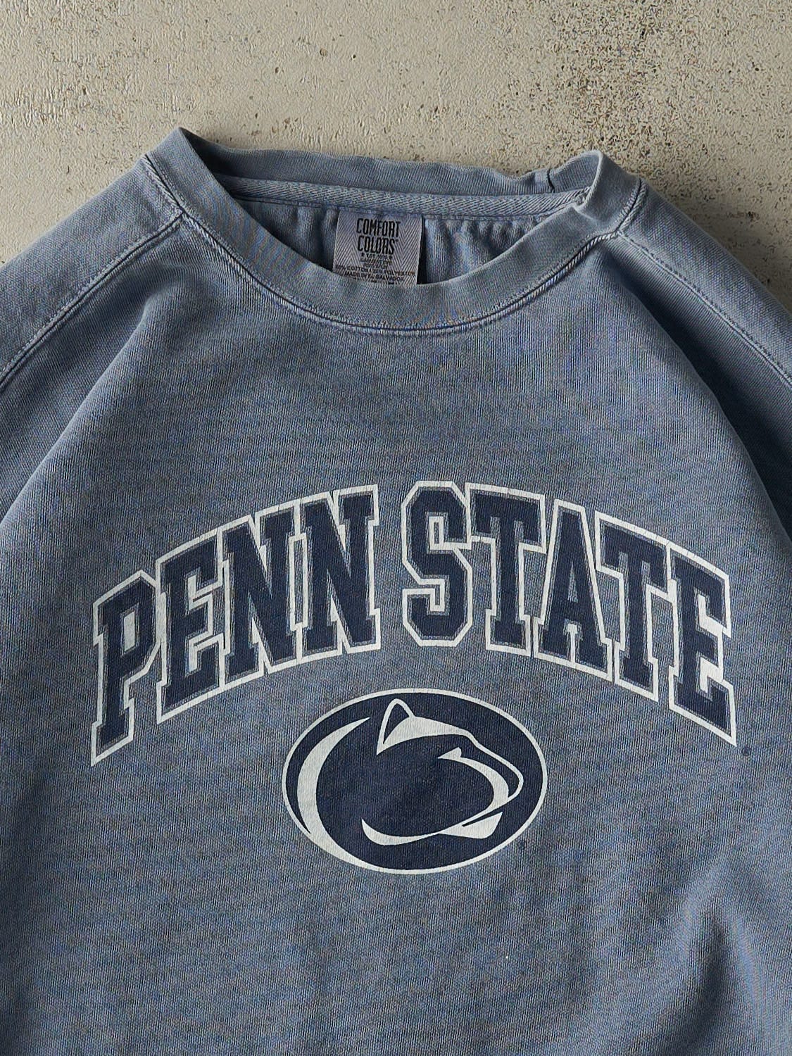 Vintage Y2K Washed Blue Penn State Crewneck (M/L)