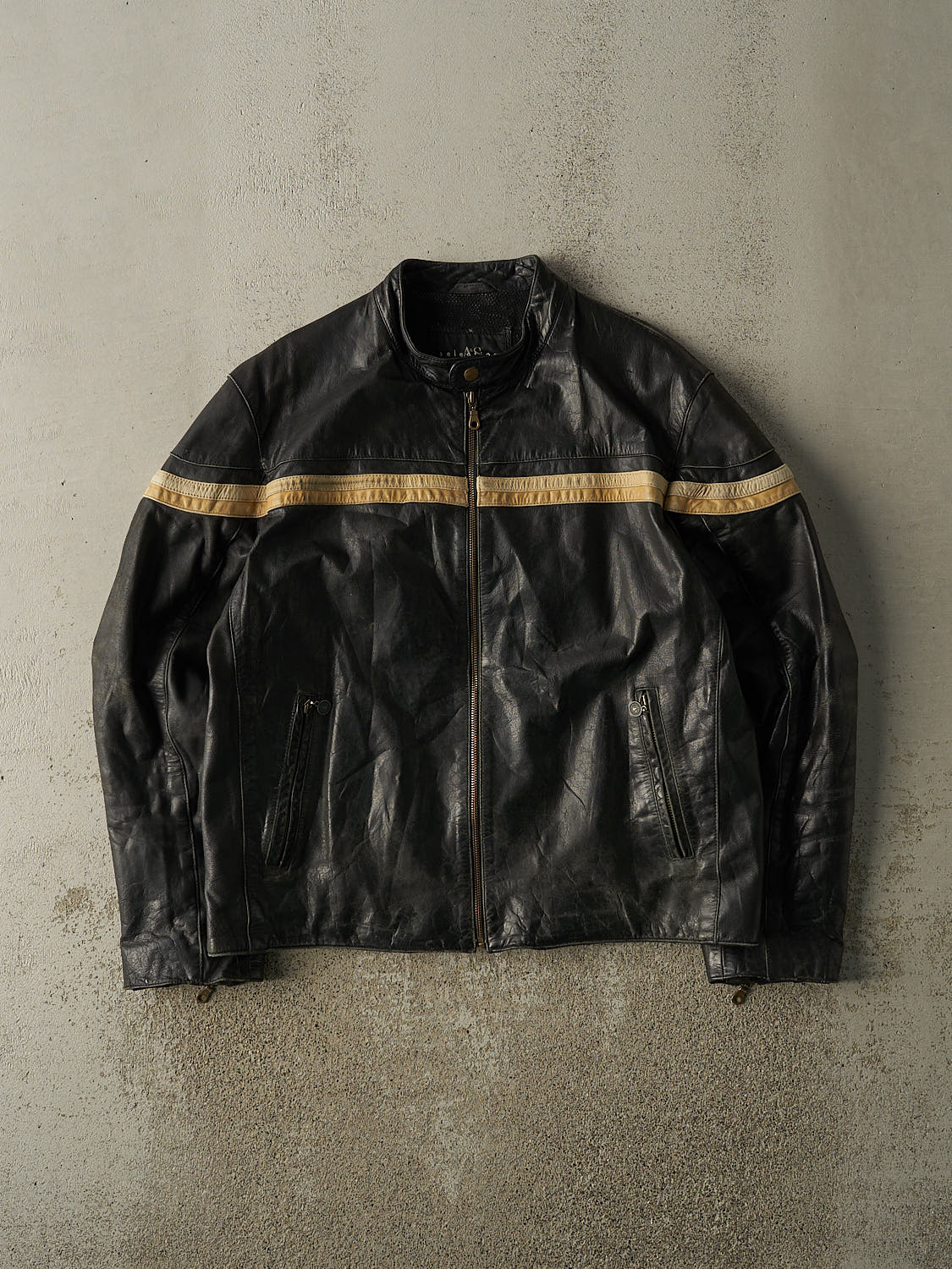 Vintage 90s Black Racing Leather Jacket (L)