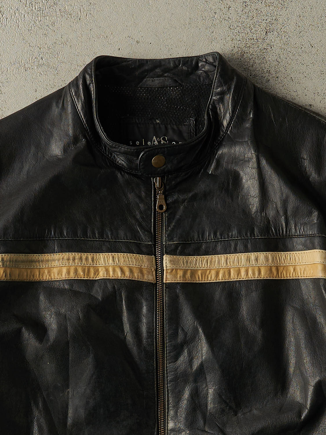 Vintage 90s Black Racing Leather Jacket (L)