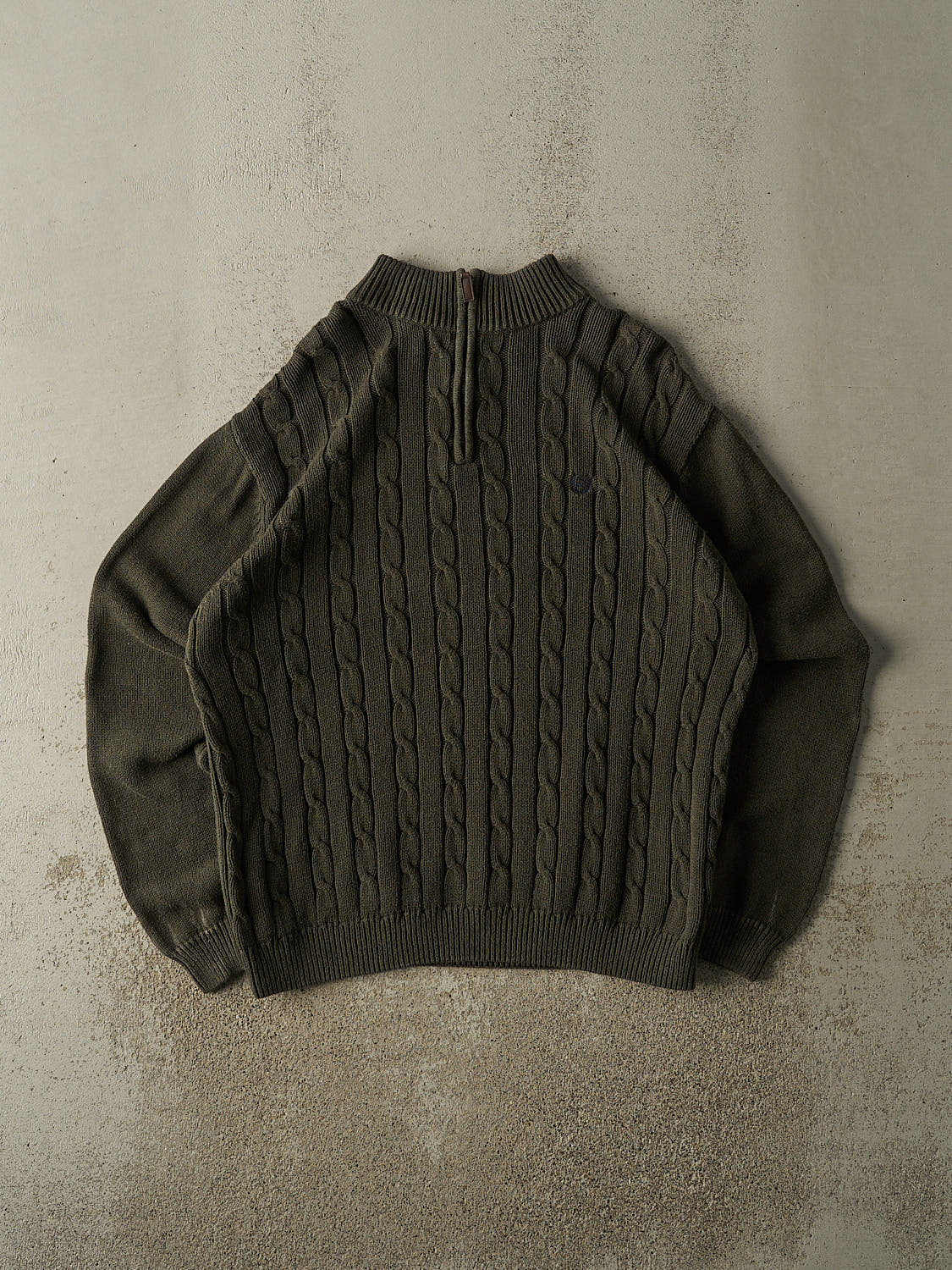 Vintage 90s Green Chaps Cable Knit Quarter Zip (XL)