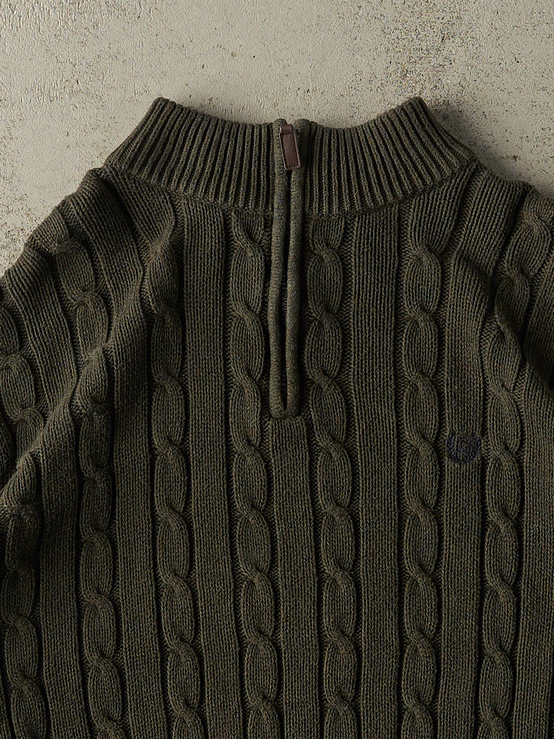 Vintage 90s Green Chaps Cable Knit Quarter Zip (XL)