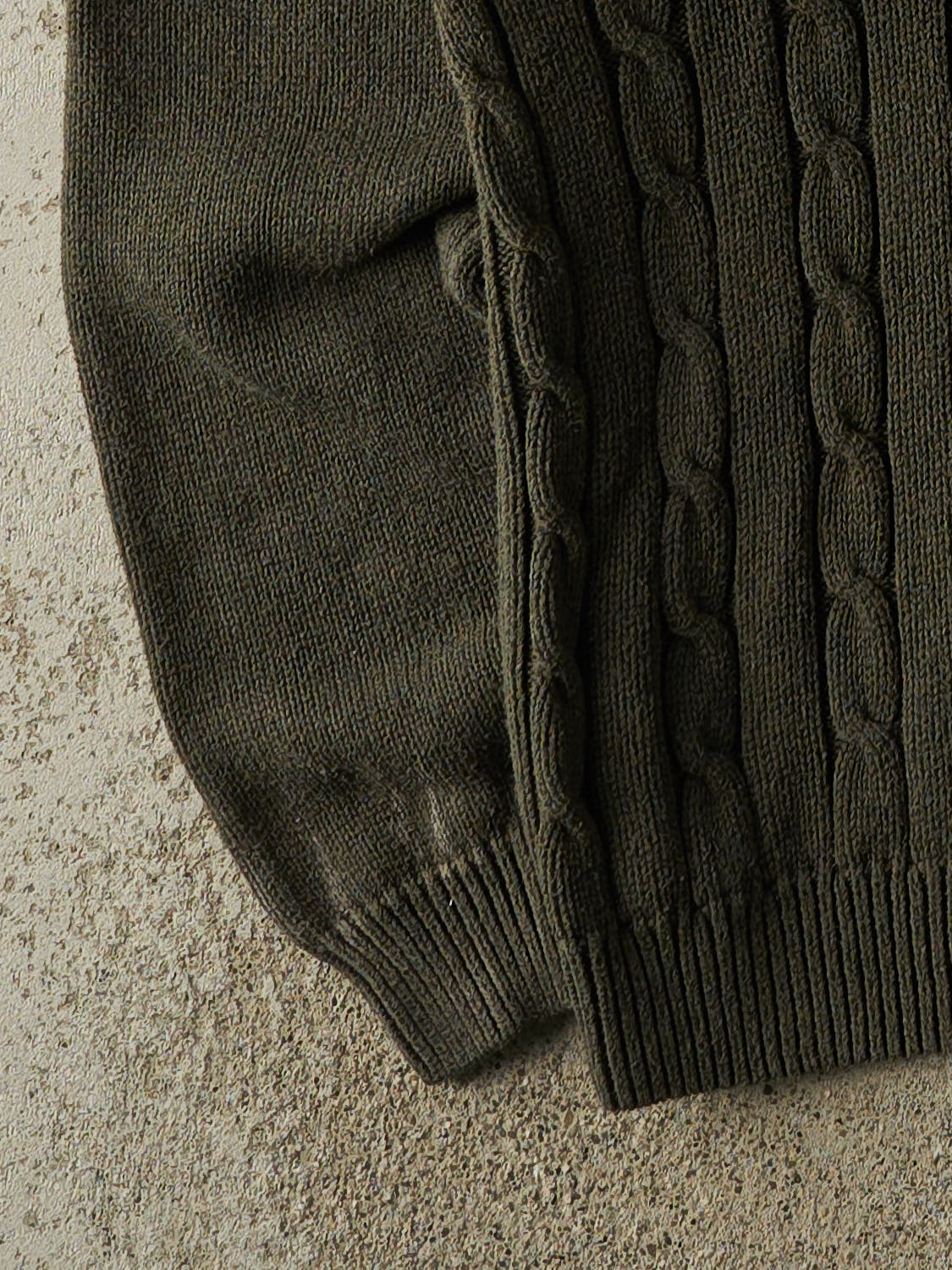 Vintage 90s Green Chaps Cable Knit Quarter Zip (XL)