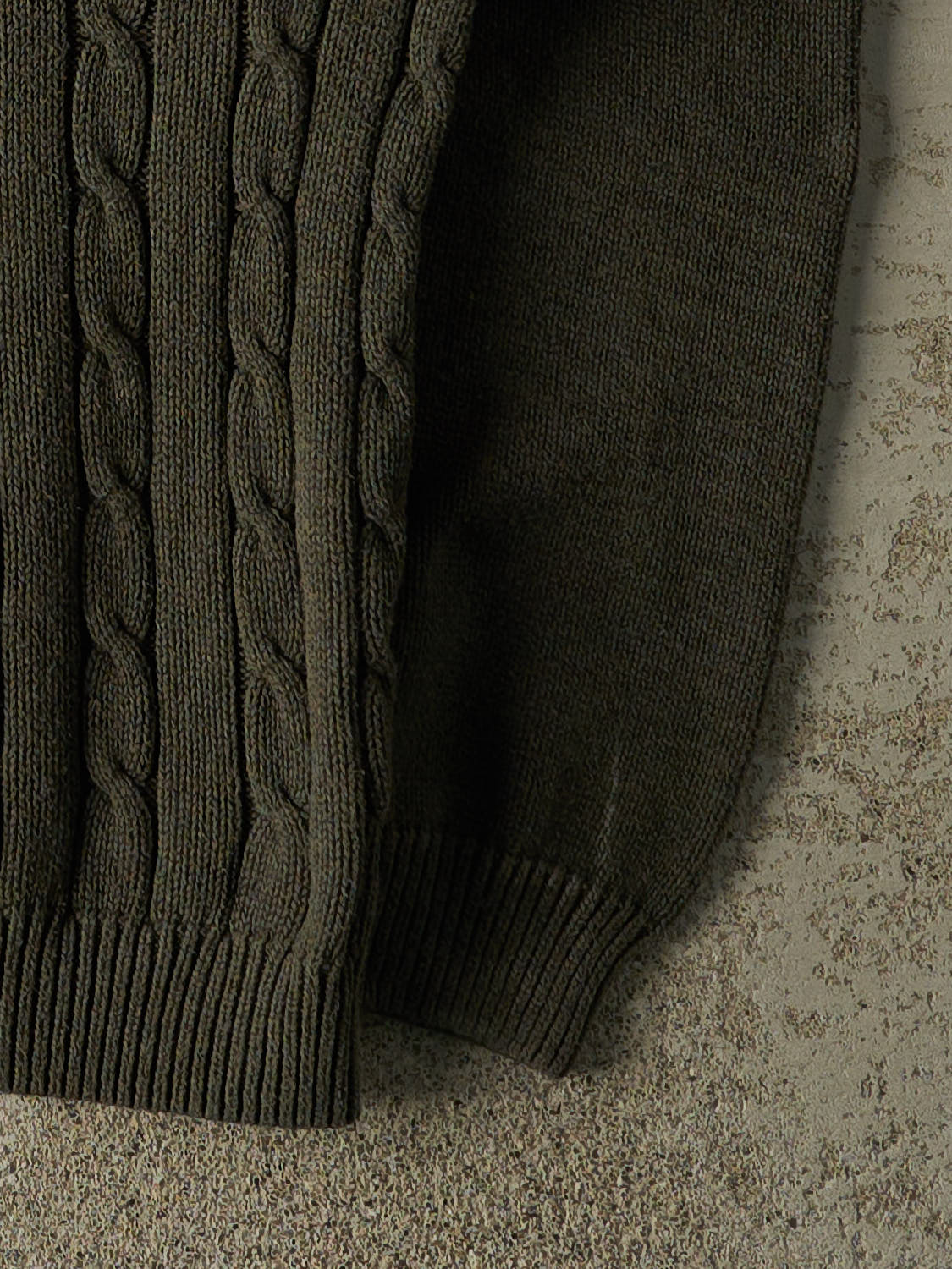 Vintage 90s Green Chaps Cable Knit Quarter Zip (XL)