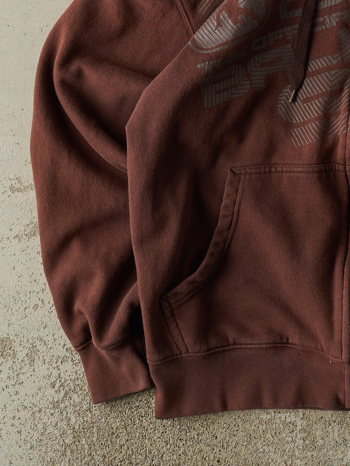 Vintage 90s Sun Faded Brown And 1 Embroidered Zip Up Hoodie (M/L)