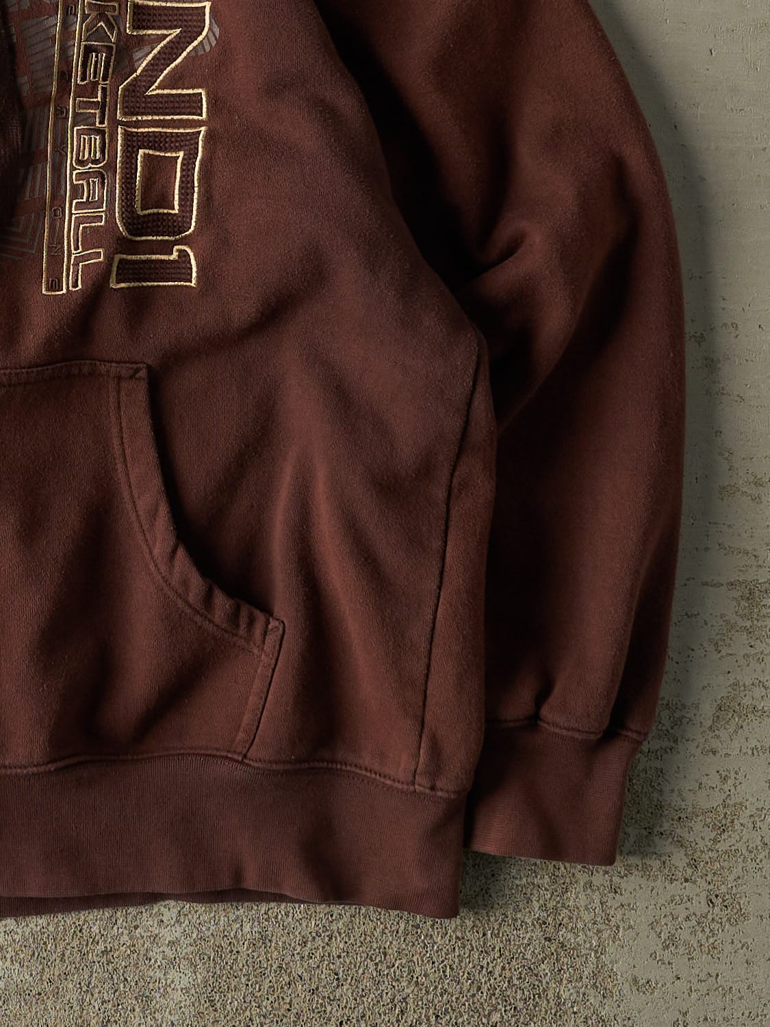 Vintage 90s Sun Faded Brown And 1 Embroidered Zip Up Hoodie (M/L)
