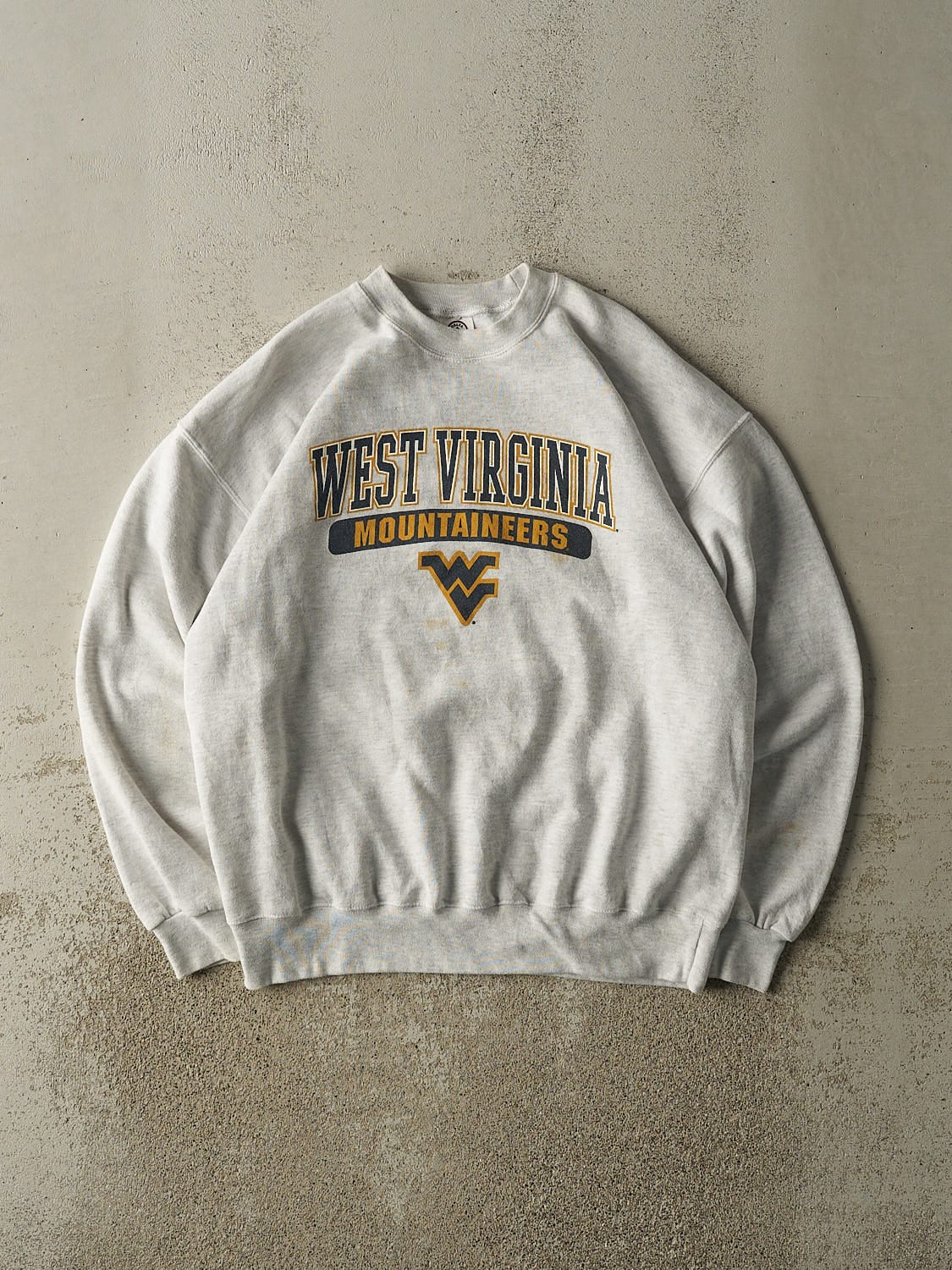 Vintage Y2K Heather Grey West Virginia Mountaineers Crewneck (L/XL)