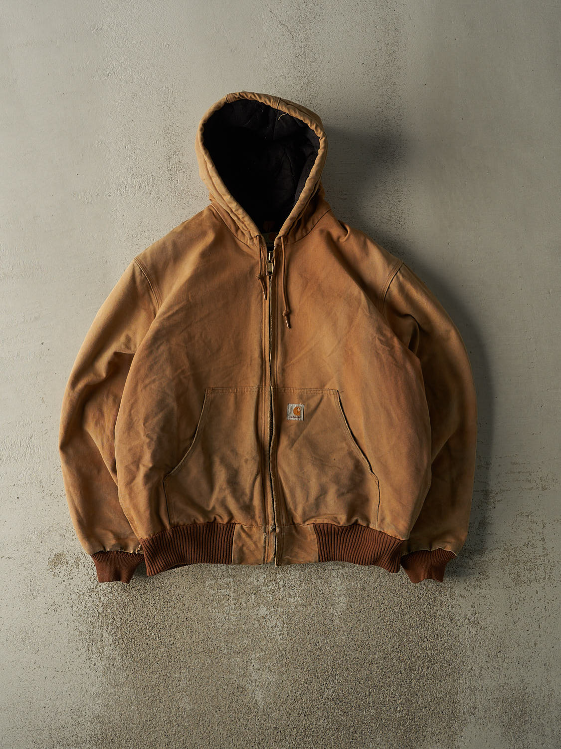 Vintage 90s Camel Carhartt Hooded Active Jacket (L/XL)
