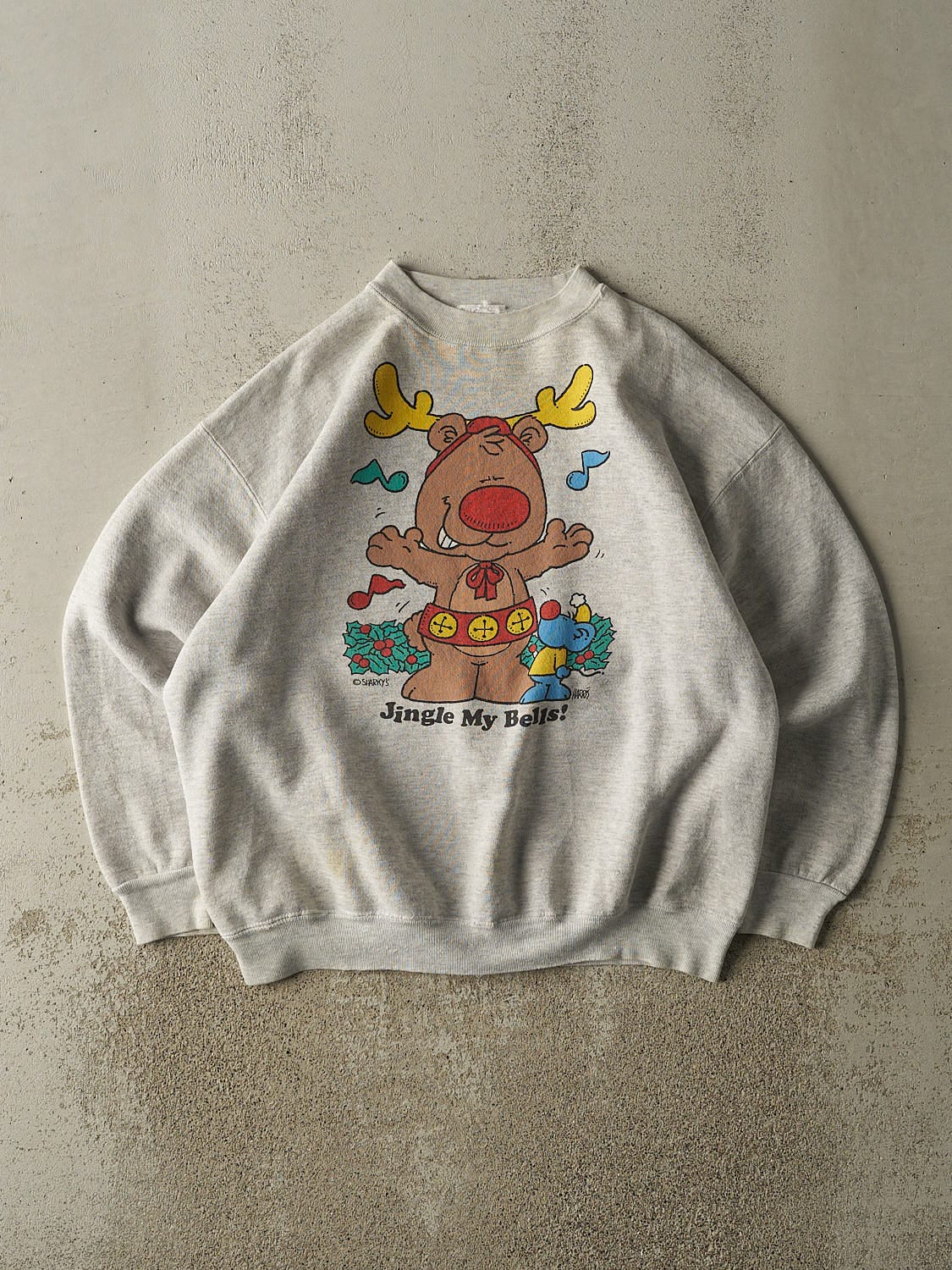 Vintage 90s Grey "Jingle My Bells" Slogan Crewneck (M/L)