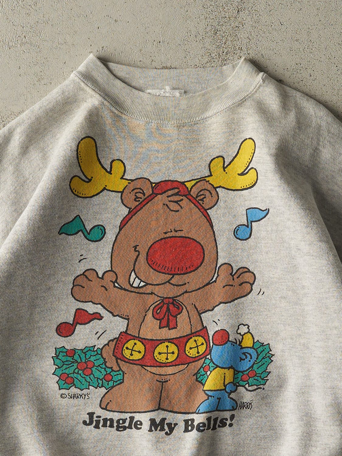 Vintage 90s Grey "Jingle My Bells" Slogan Crewneck (M/L)