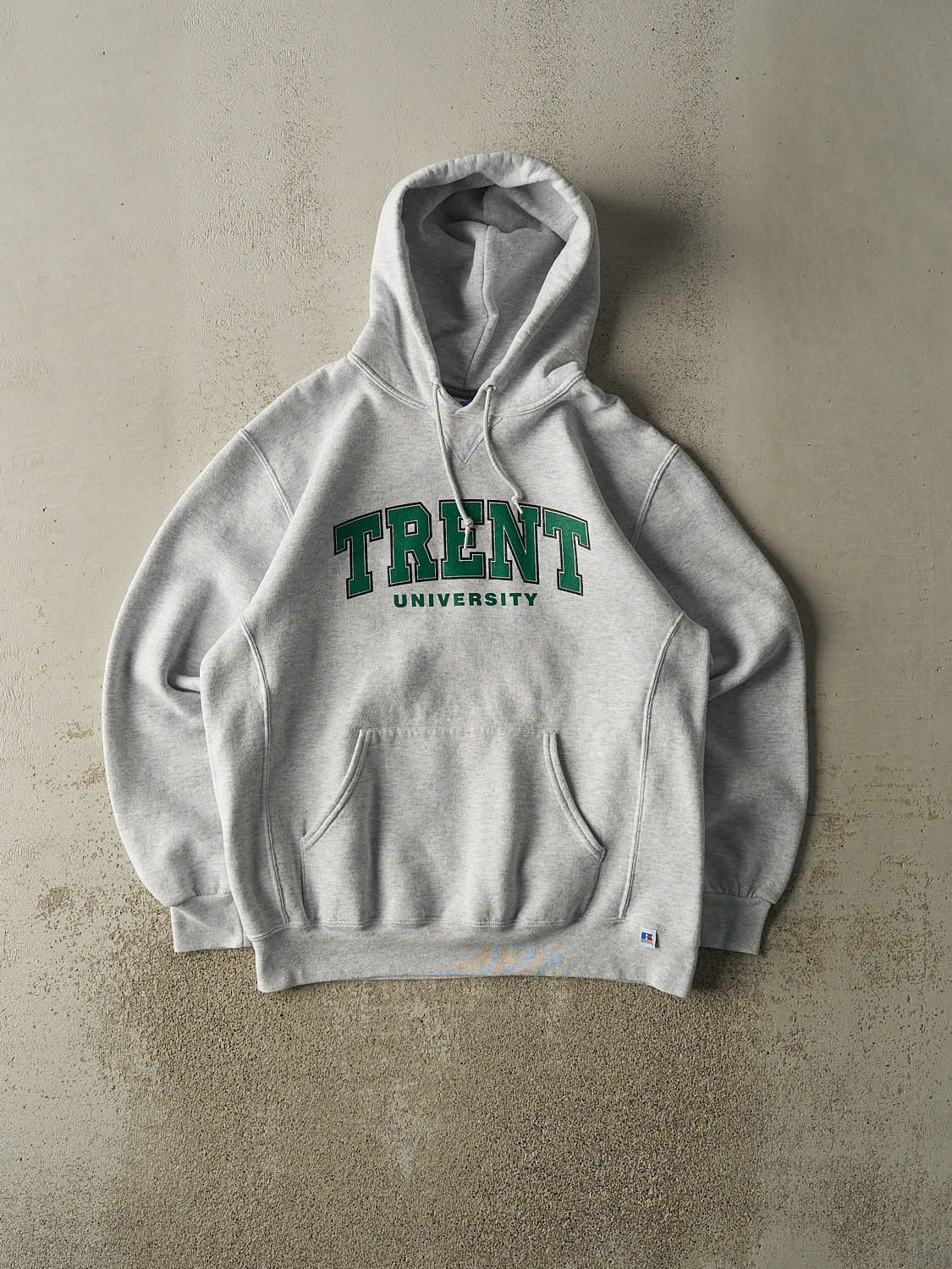 Vintage Y2K Heather Grey Russell Athletic Trent University Hoodie (M/L)