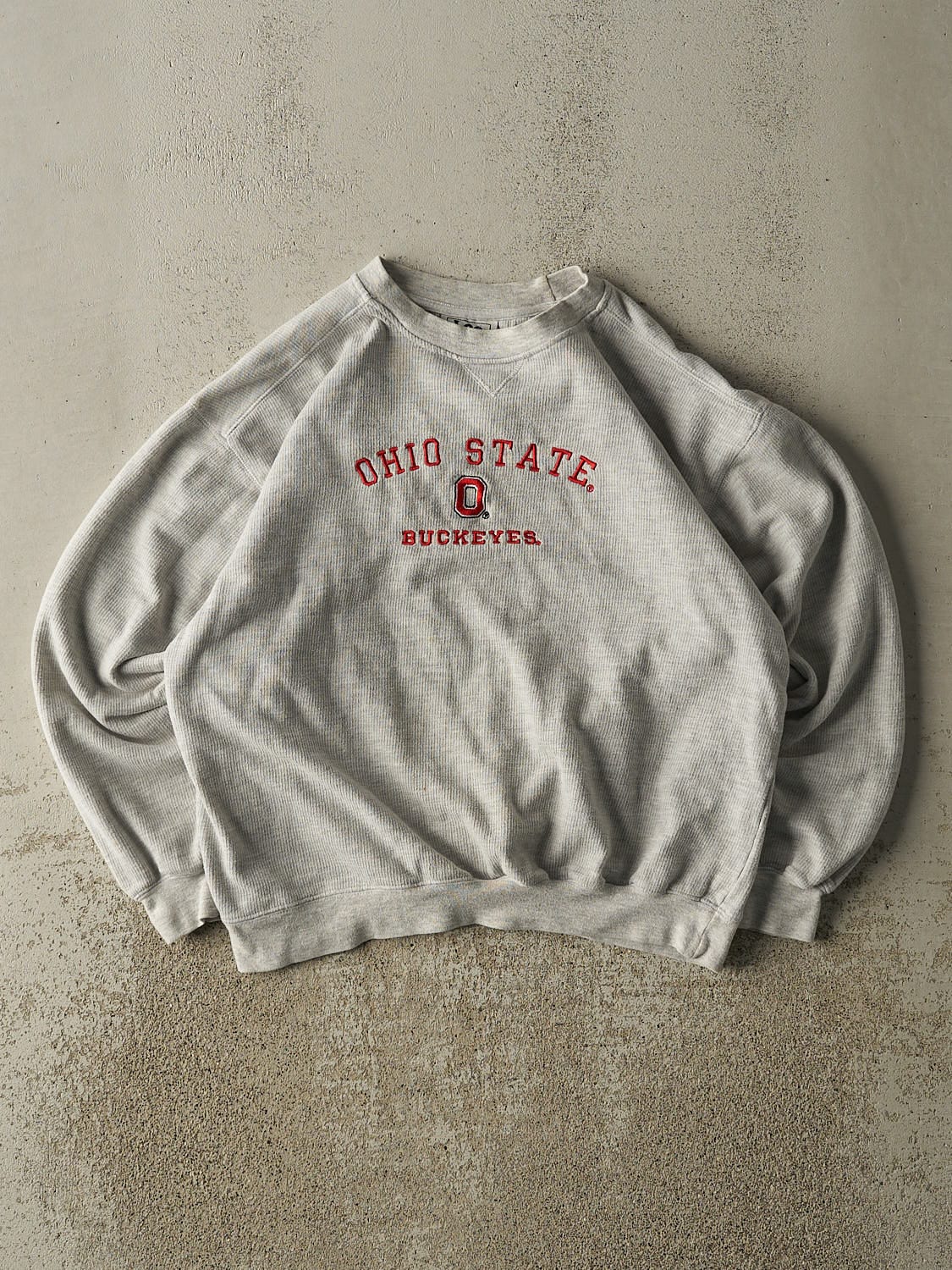Vintage 90s Heather Grey Ohio State Buckeyes Textured Crewneck (S/M)