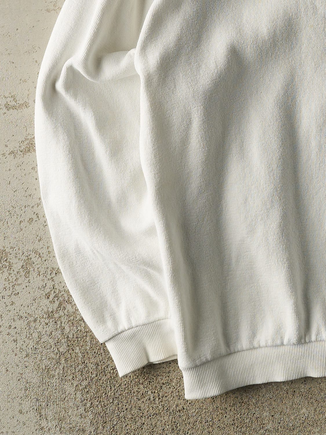 Vintage 90s White California Embroidered Quarter Button Textured Sweater (L/XL)