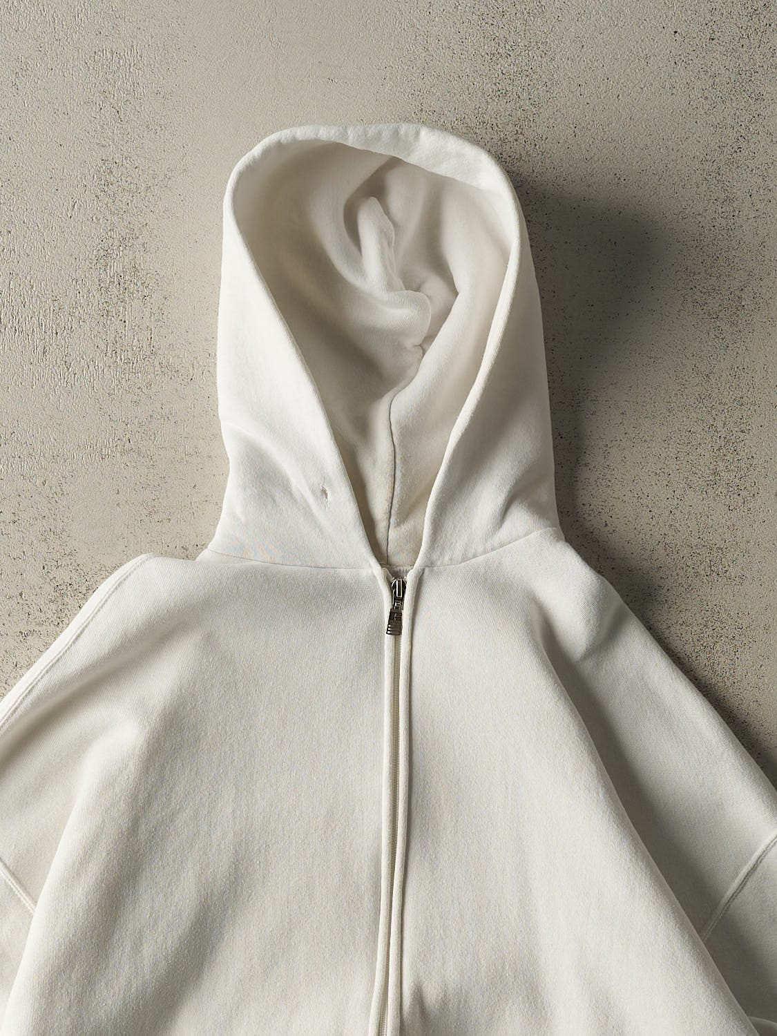 Vintage 90s White Russell Athletic Blank Zip Up Hoodie (XL/XXL)