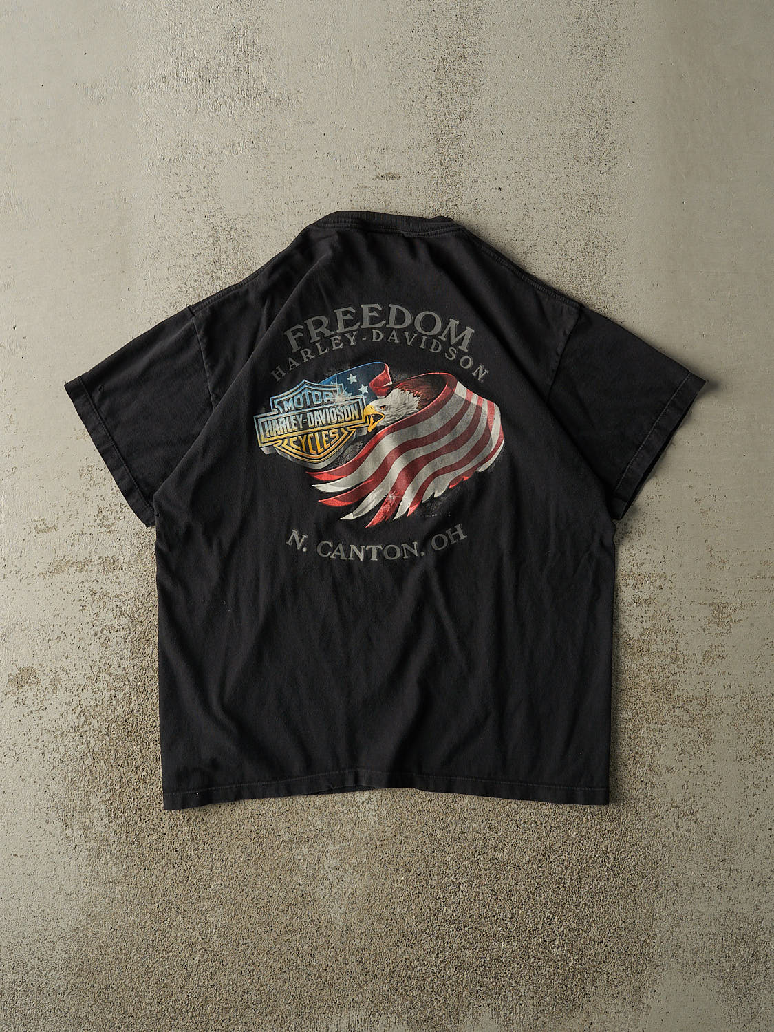 Vintage 12' Black Harley Davidson Canton OH Tee (L/XL)