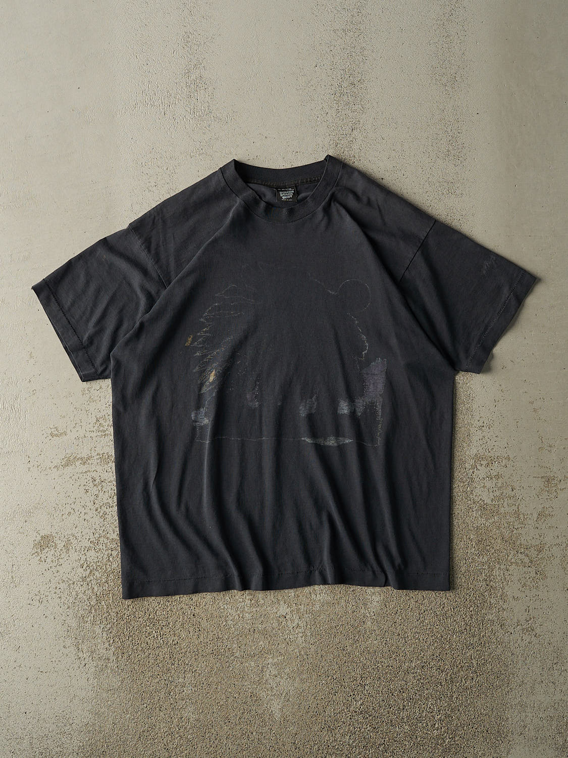 Vintage 80s Black Faded Graphic Tee (XL)