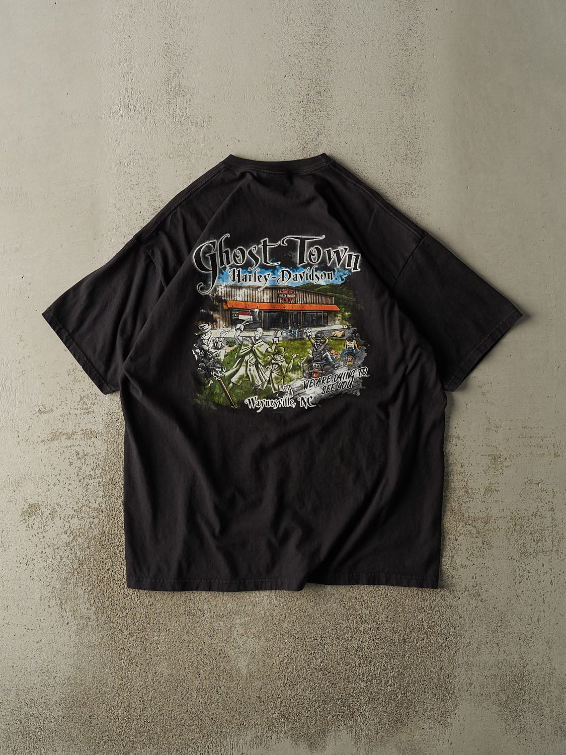 Vintage 08' Black Harley Davidson Waynesville NC Tee (XL/XXL)