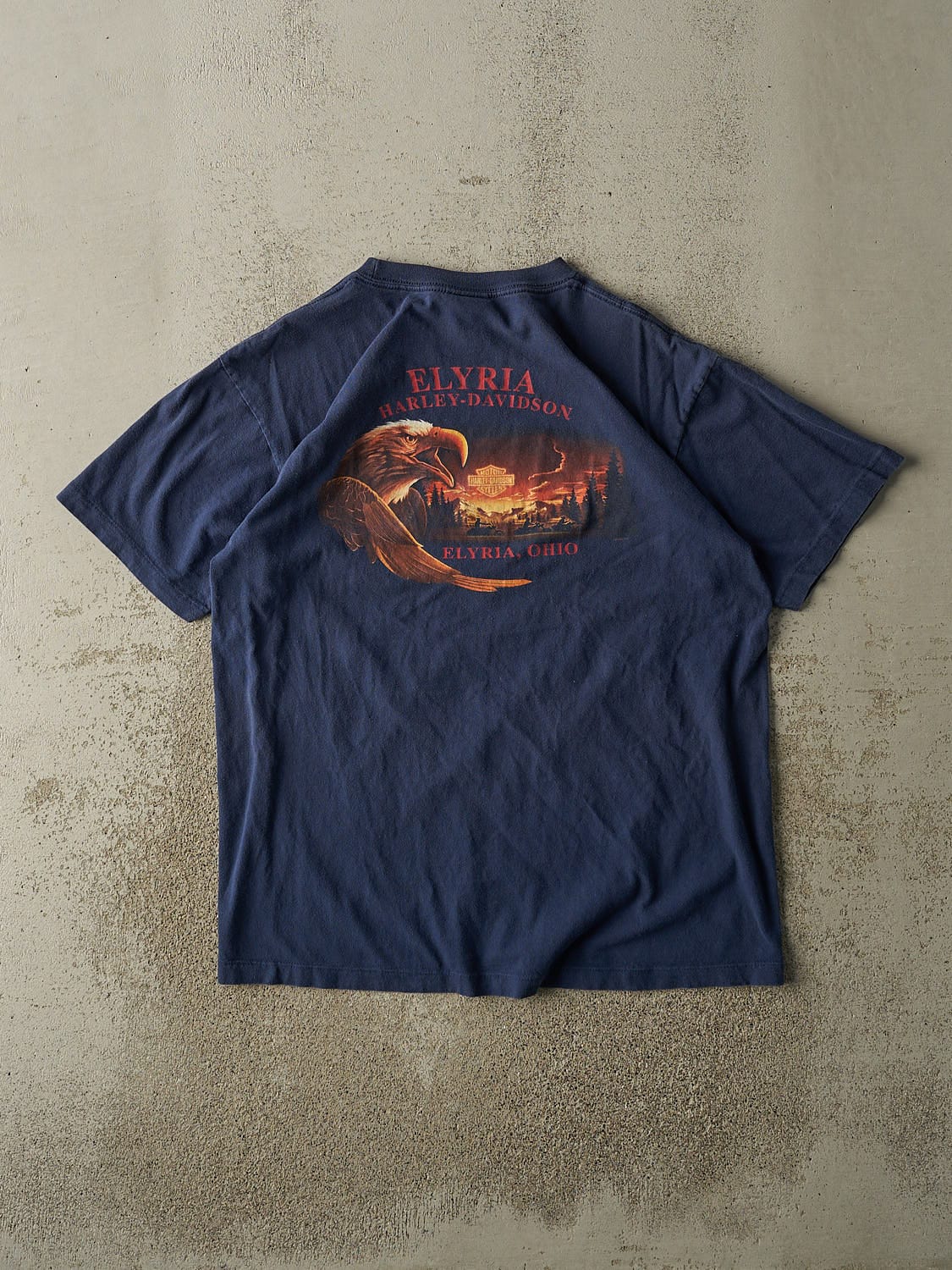 Vintage 05' Navy Blue Harley Davidson Elyria OH Tee (L/XL)