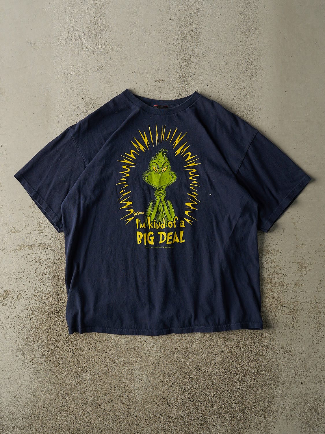 Vintage 90s Navy Blue The Grinch "I'm Kind of a Big Deal" Slogan Tee (L/XL)