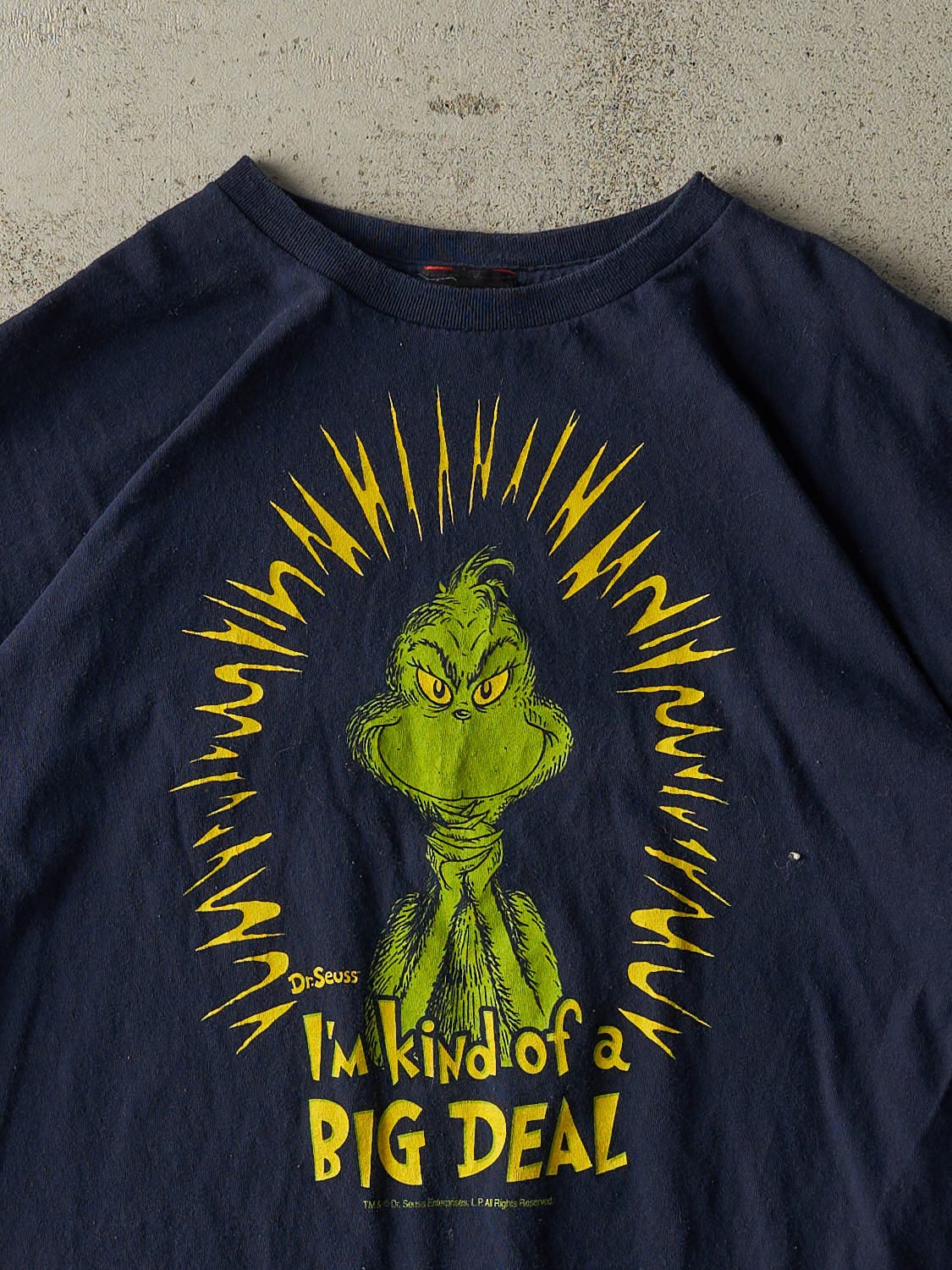 Vintage 90s Navy Blue The Grinch "I'm Kind of a Big Deal" Slogan Tee (L/XL)