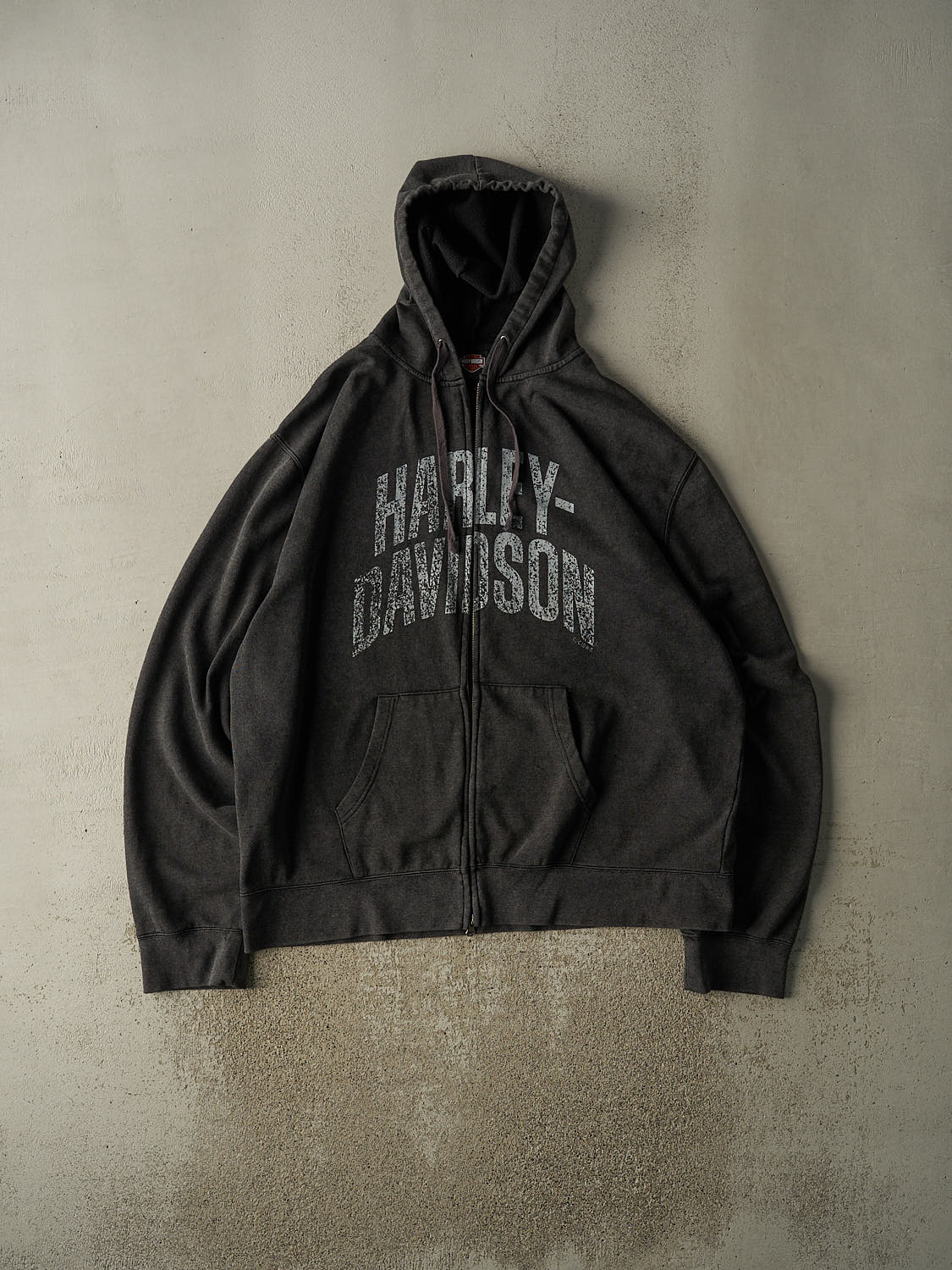 Vintage 10' Charcoal Grey Harley Davidson Zip Up Hoodie (XXXL)