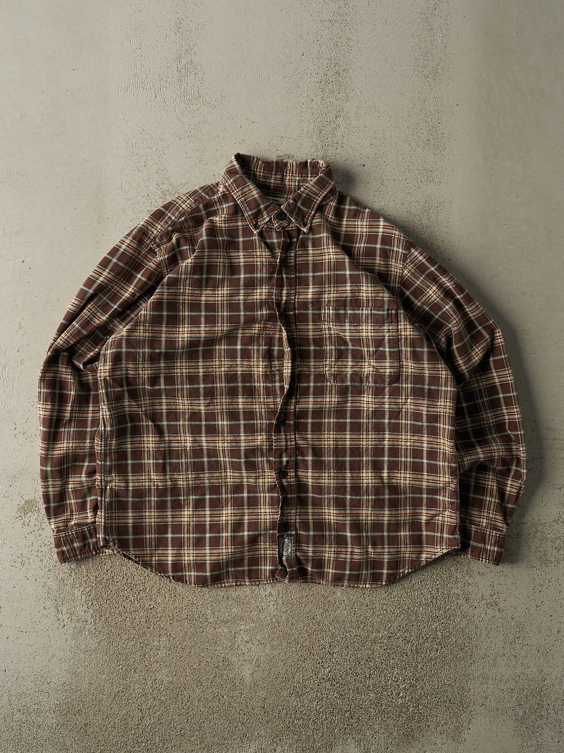 Vintage Y2K Brown Polo Ralph Lauren Plaid Button Up Long Sleeve (XL/XXL)