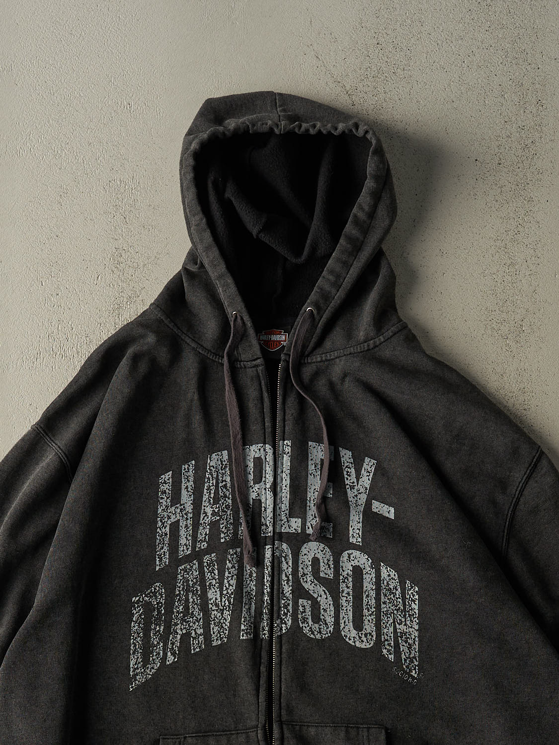 Vintage 10' Charcoal Grey Harley Davidson Zip Up Hoodie (XXXL)