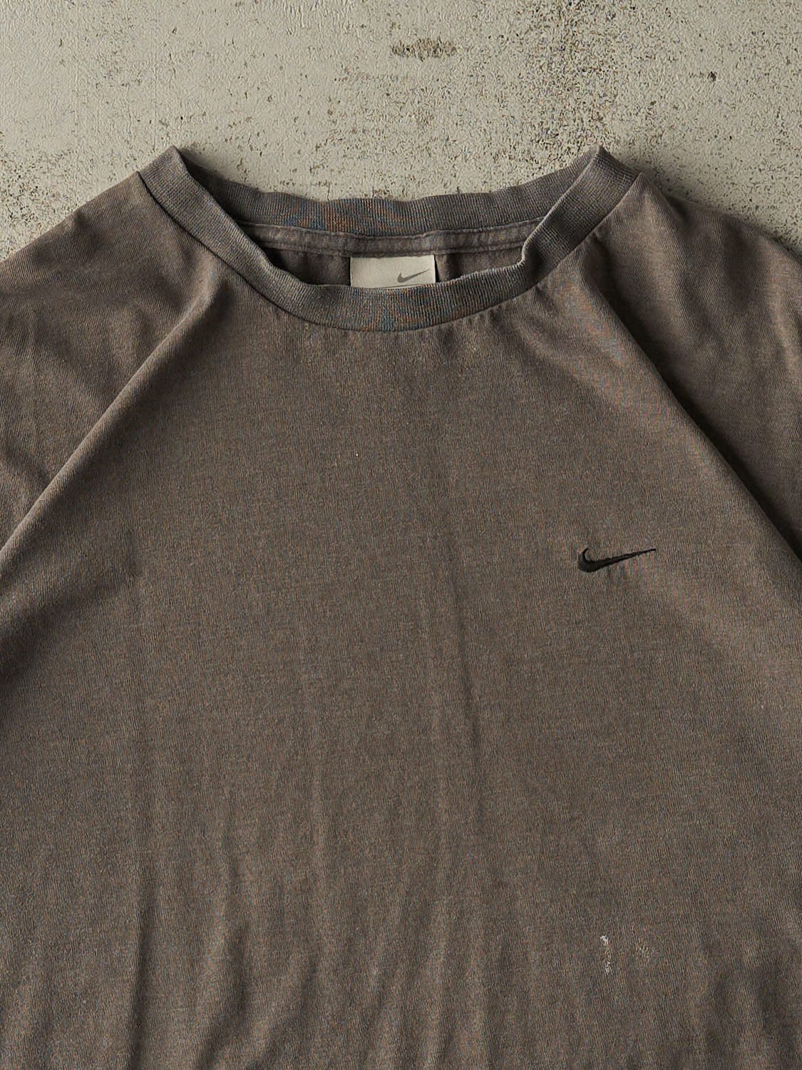 Vintage Y2K Washed Charcoal Grey Nike Swoosh Tee (XL/XXL)