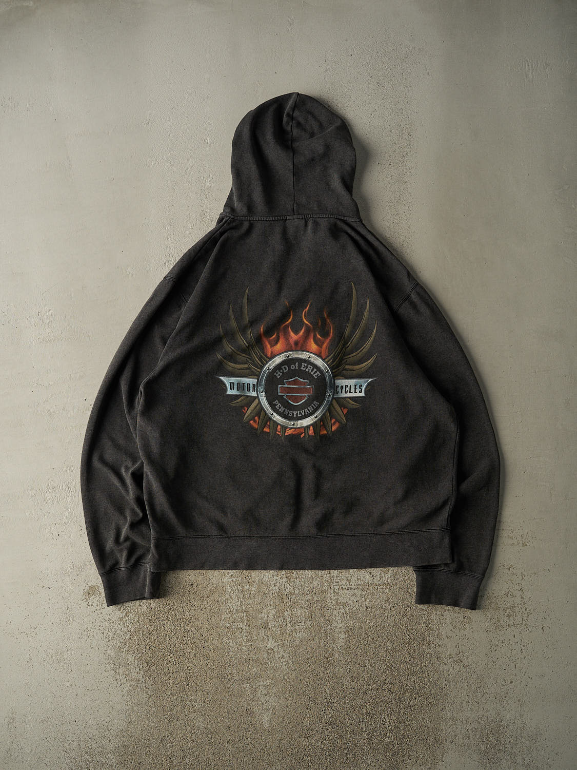 Vintage 10' Charcoal Grey Harley Davidson Zip Up Hoodie (XXXL)