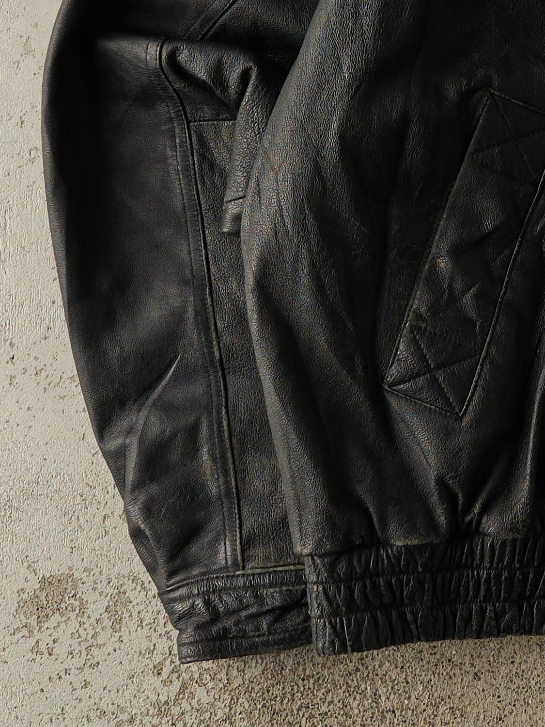Vintage 90s Black Riley Leather Bomber Jacket (XL)