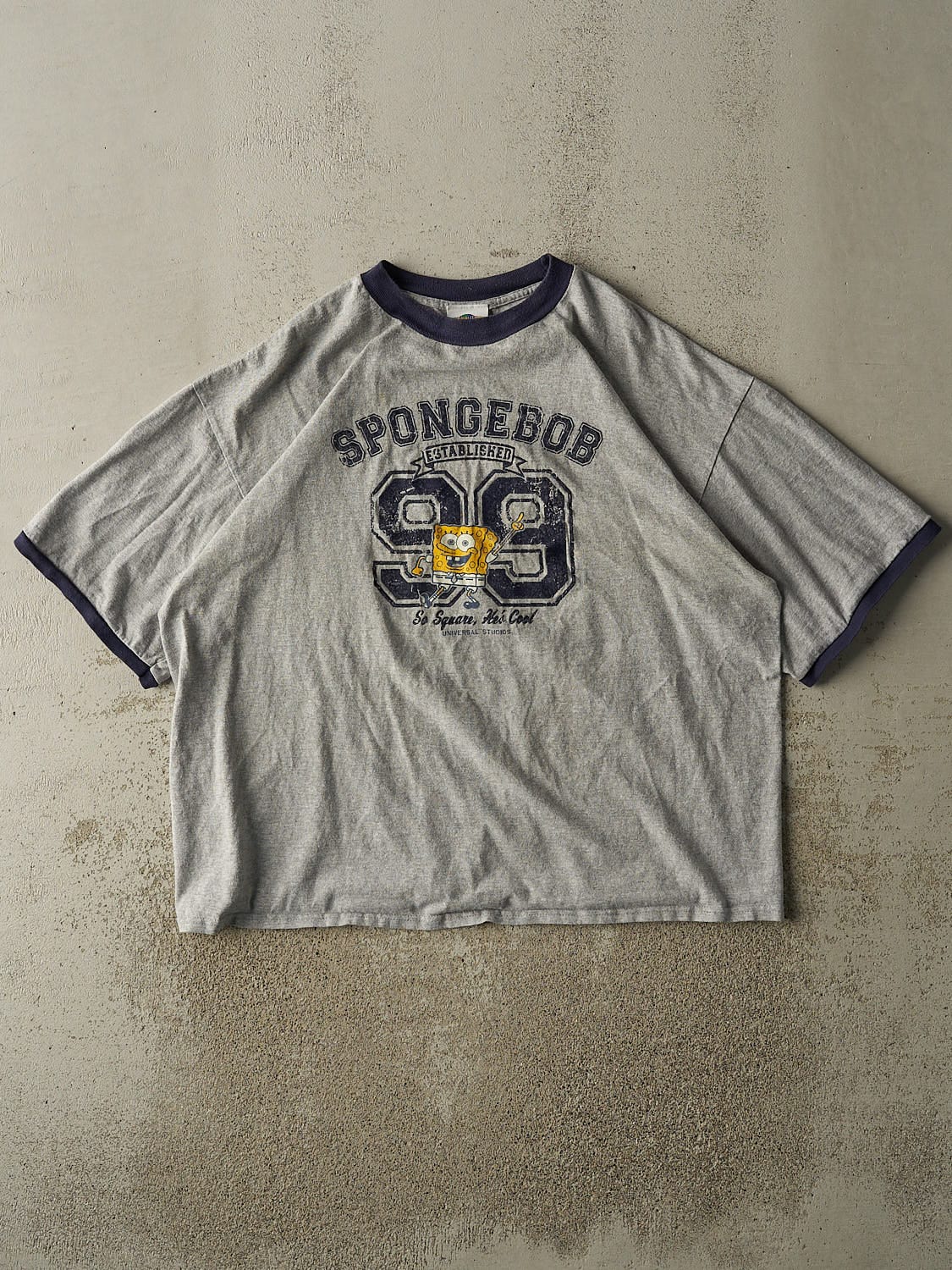 Vintage Y2K Grey SpongeBob Ringer Tee (XL/XXL)