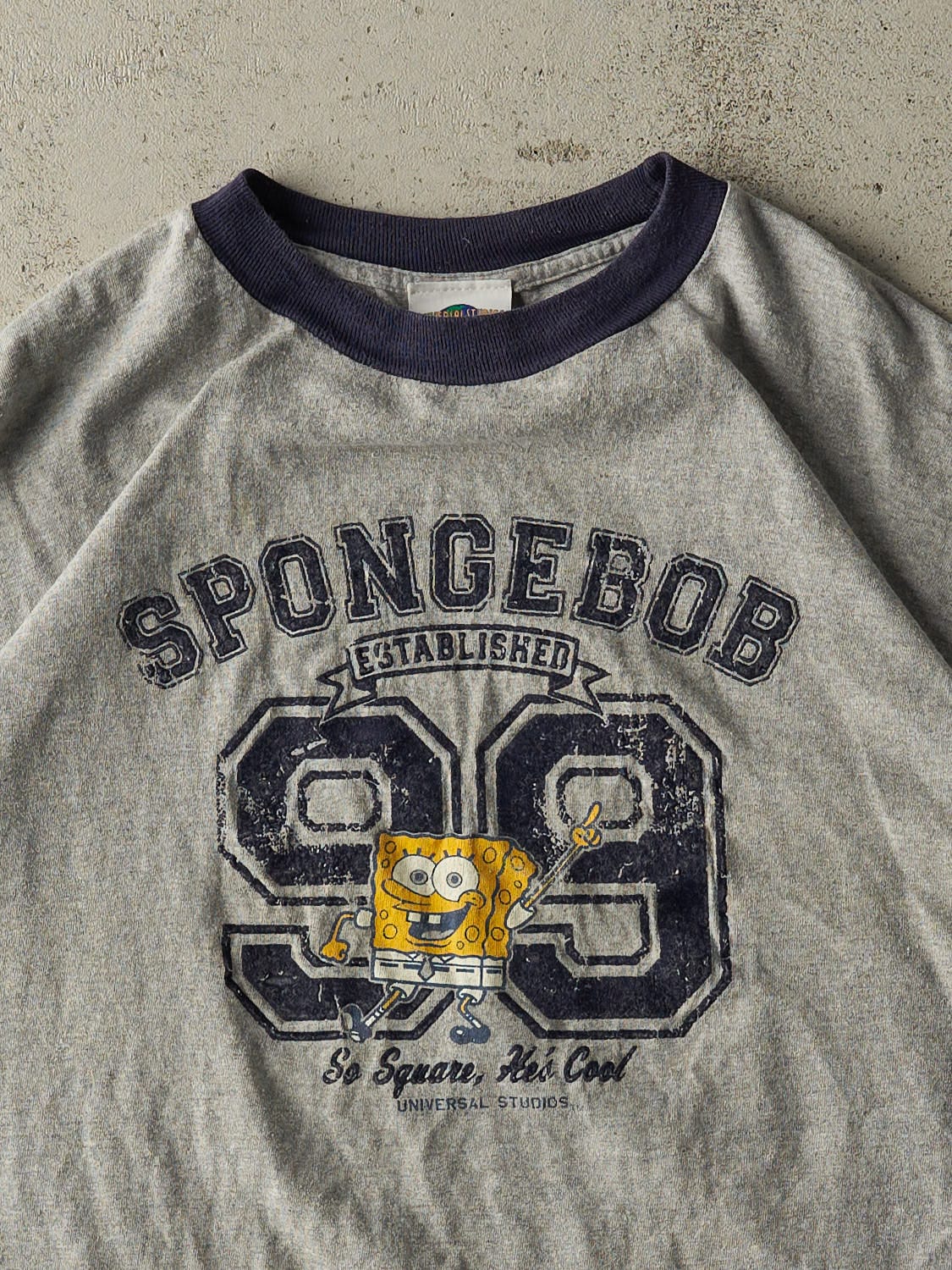 Vintage Y2K Grey SpongeBob Ringer Tee (XL/XXL)