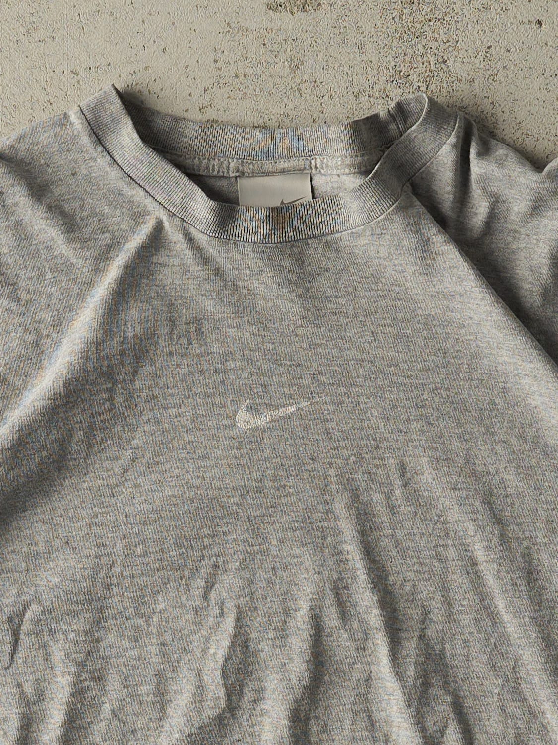 Vintage Y2K Grey Nike Center Swoosh Tee (L/XL)