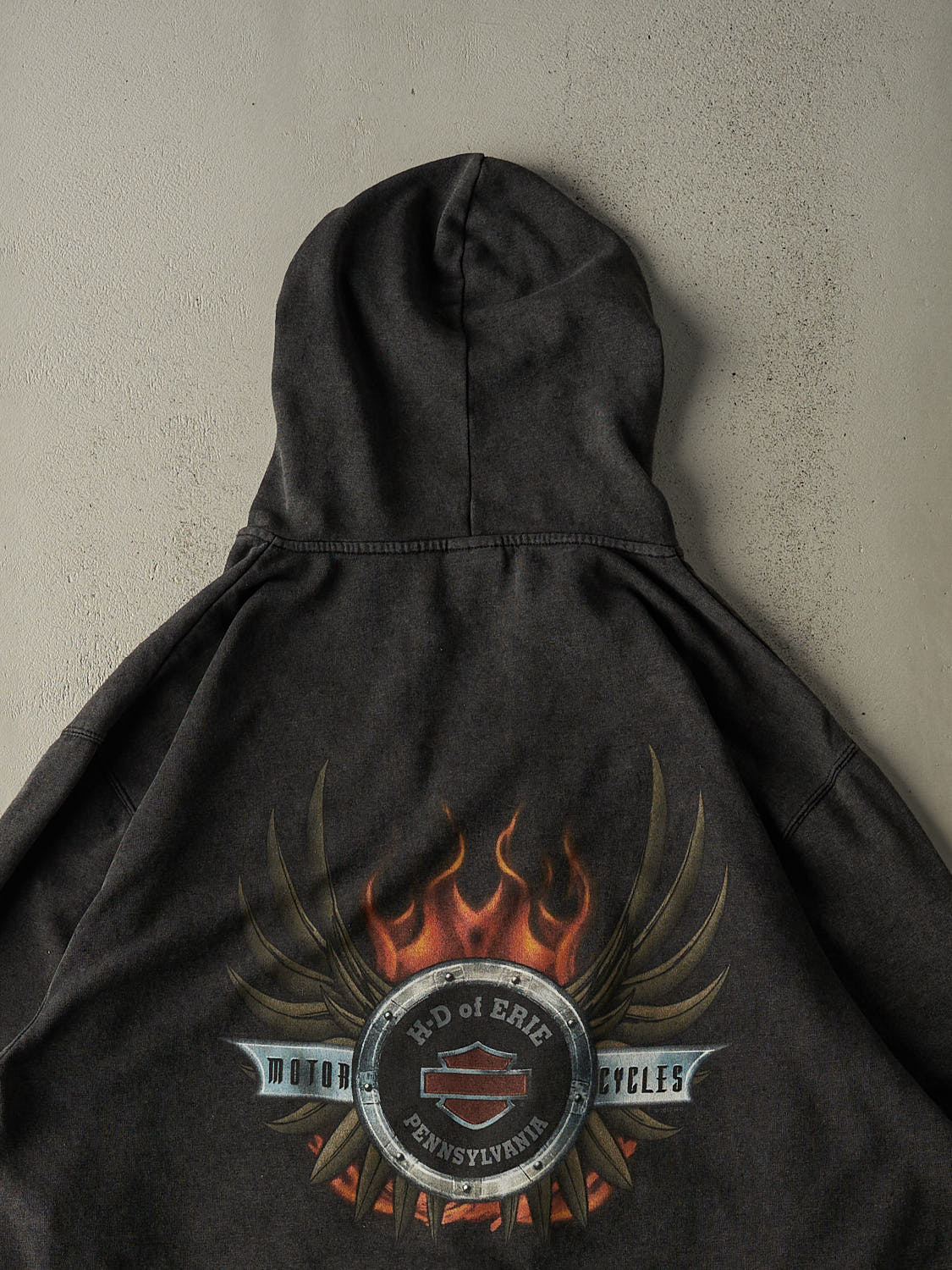 Vintage 10' Charcoal Grey Harley Davidson Zip Up Hoodie (XXXL)
